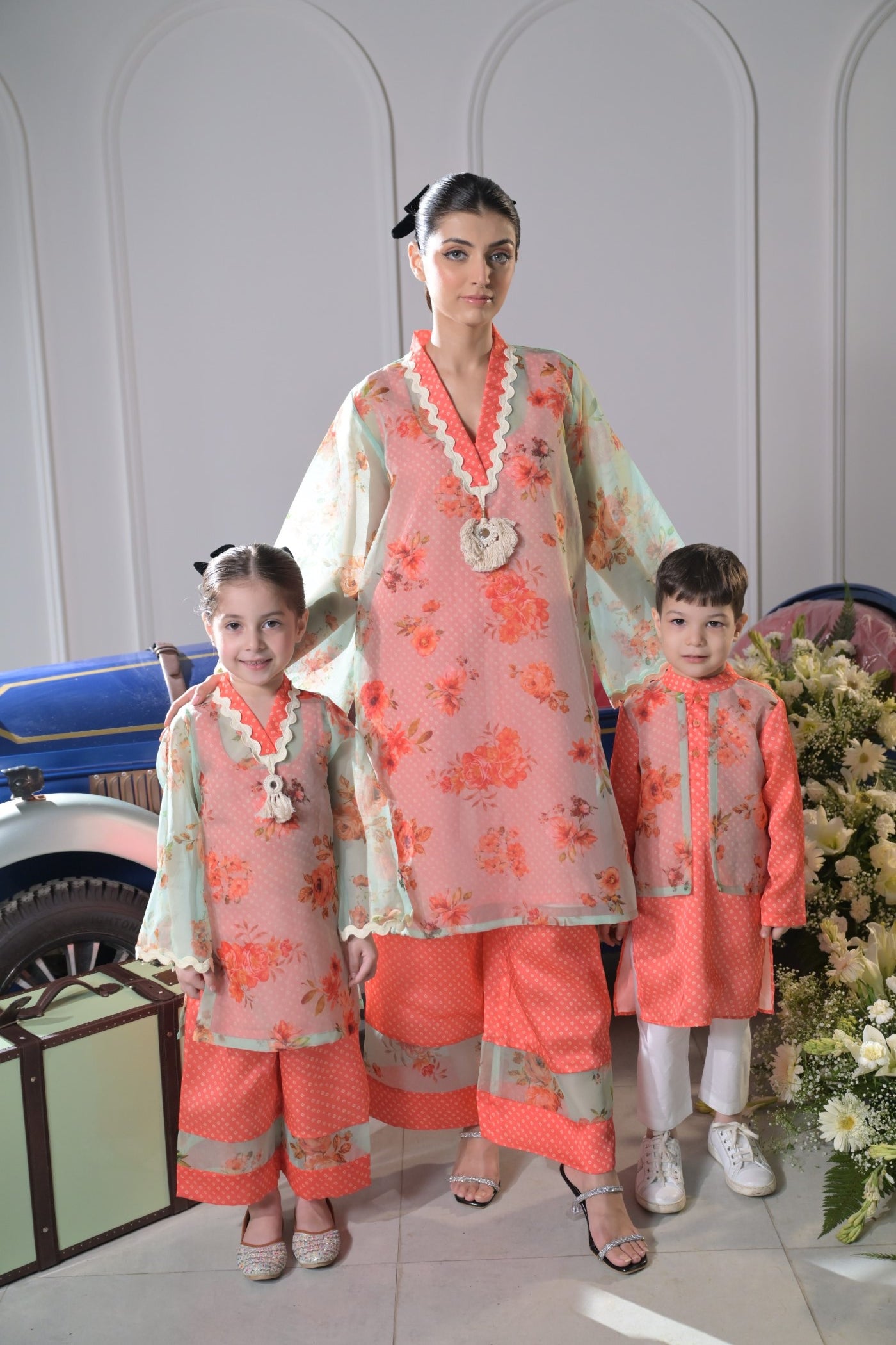 Orange and Mint Organza-Girls