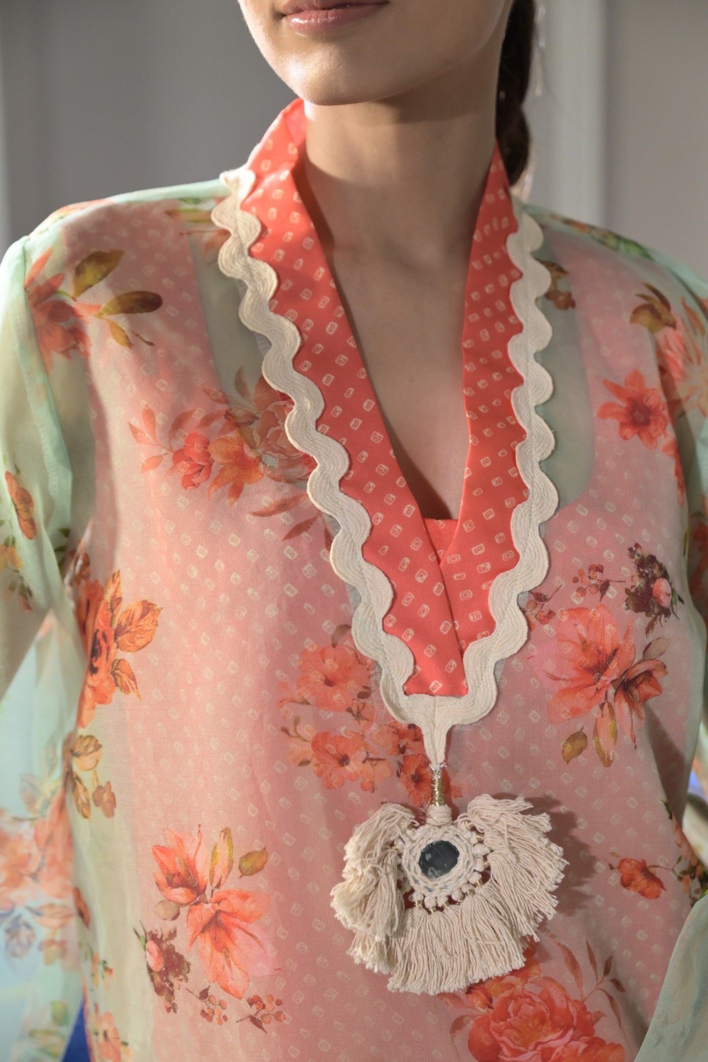 Orange and Mint Organza-Women