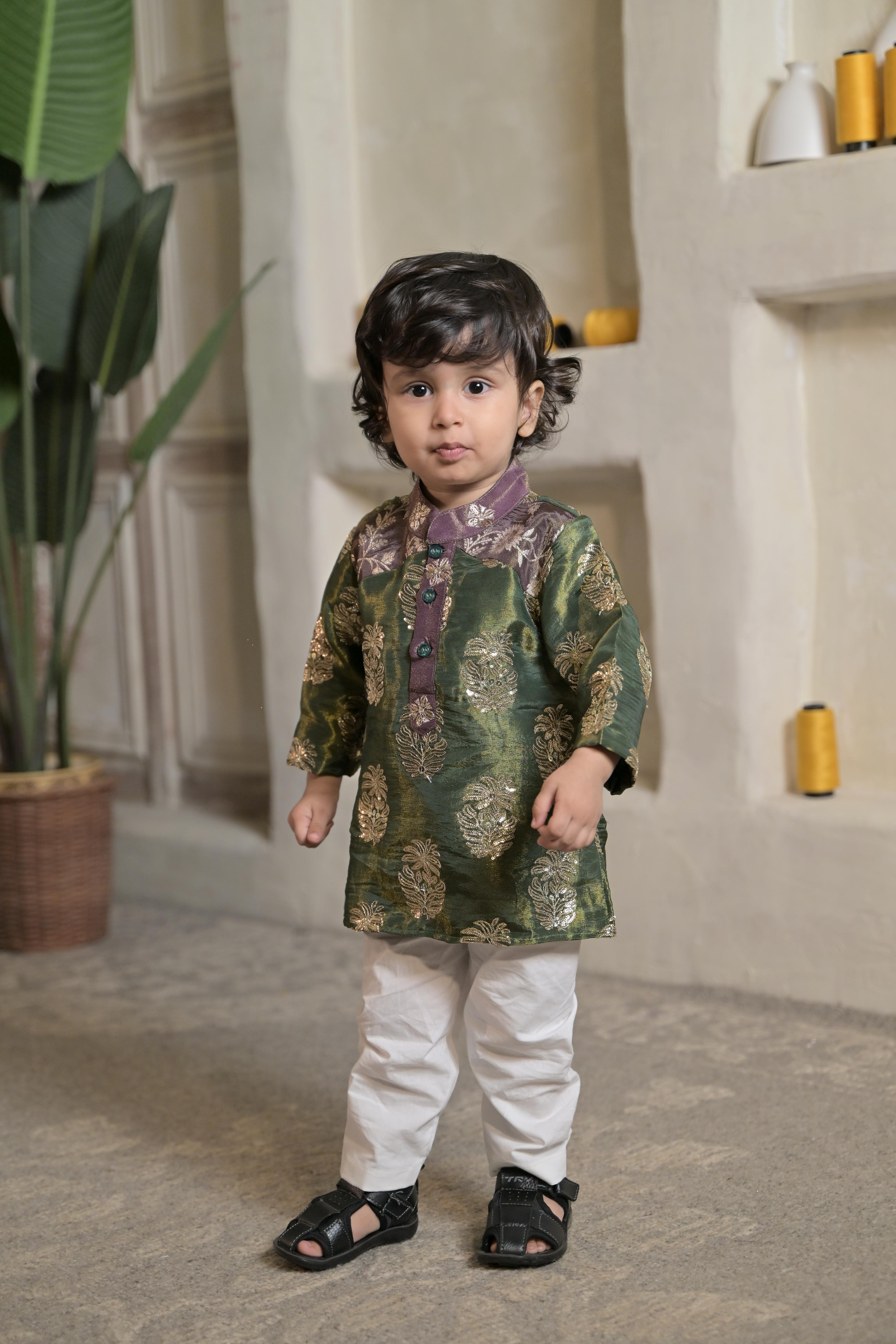 Sunheri Shaam Kurta Set For Boy