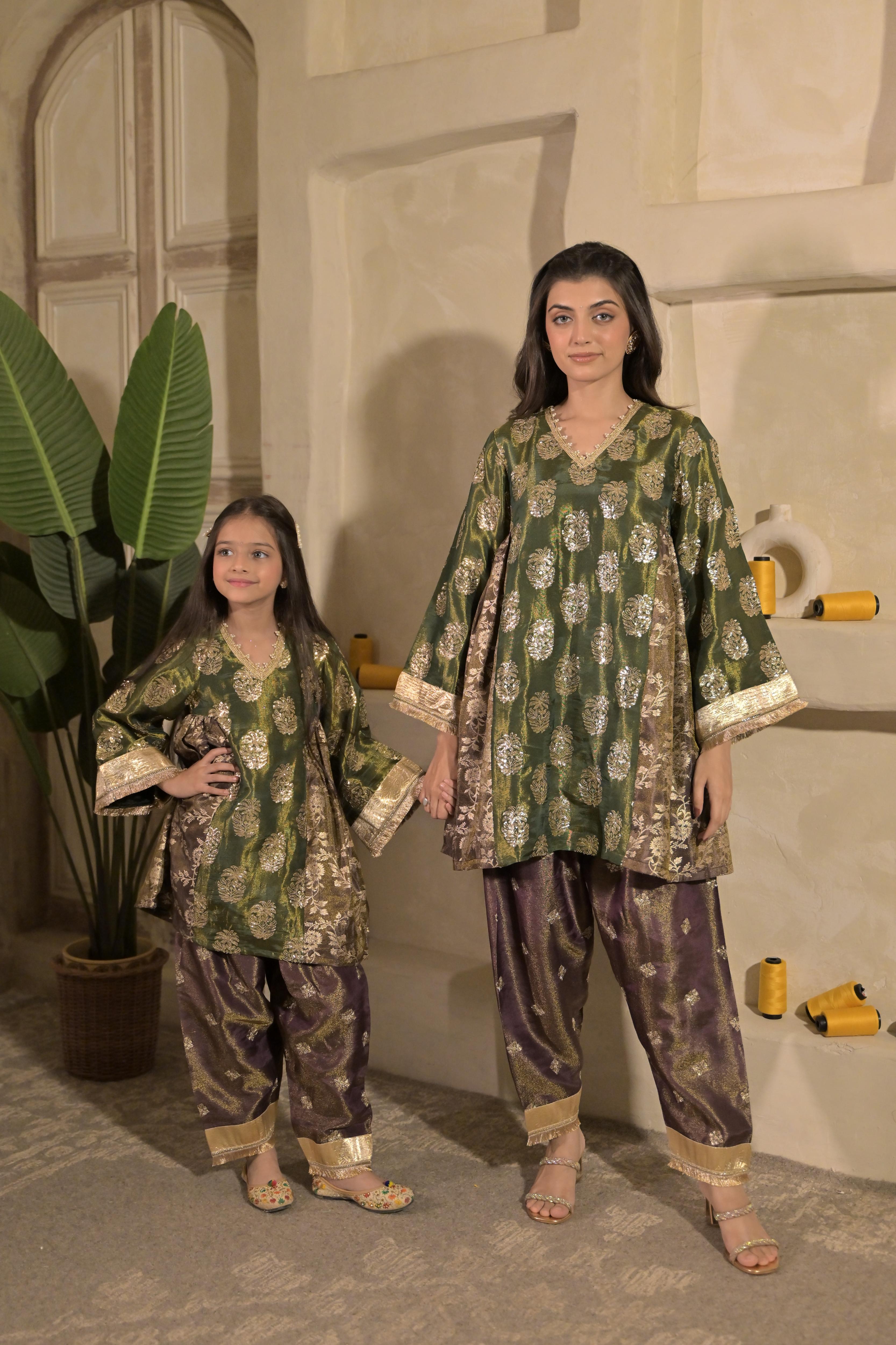 Sunheri Shaam Kurta Set For Girl