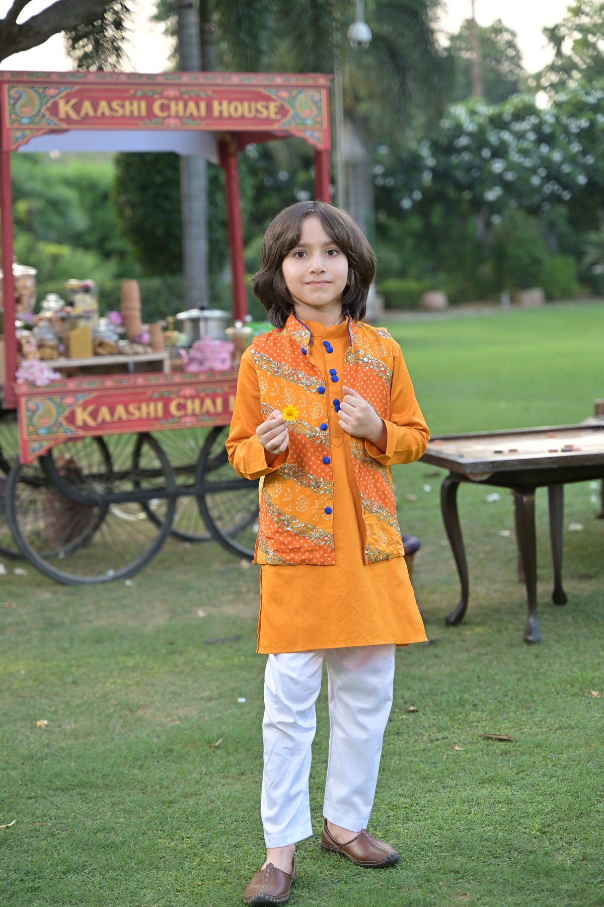 Kesar Chai Kurta Set for Boy