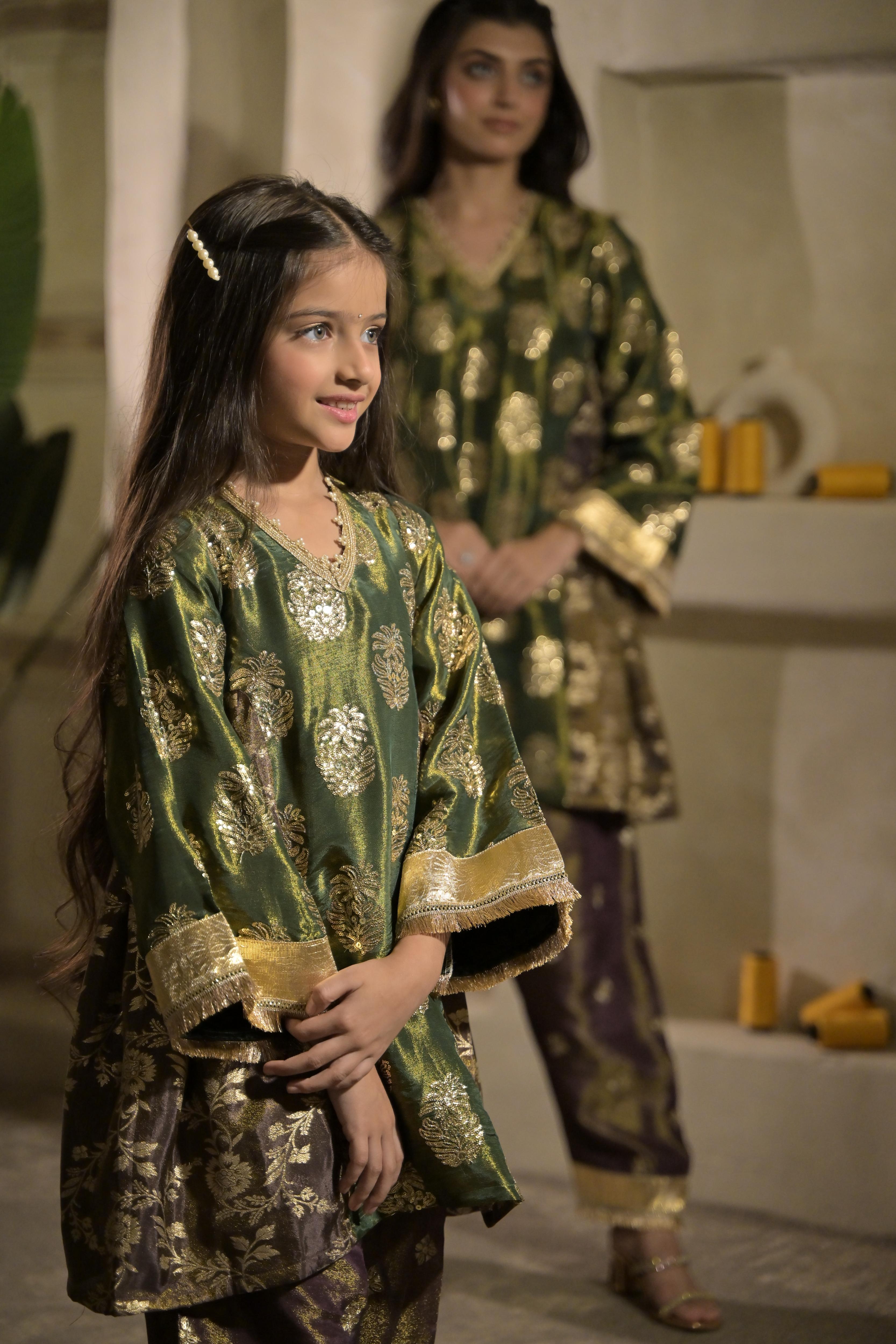 Sunheri Shaam Kurta Set For Girl