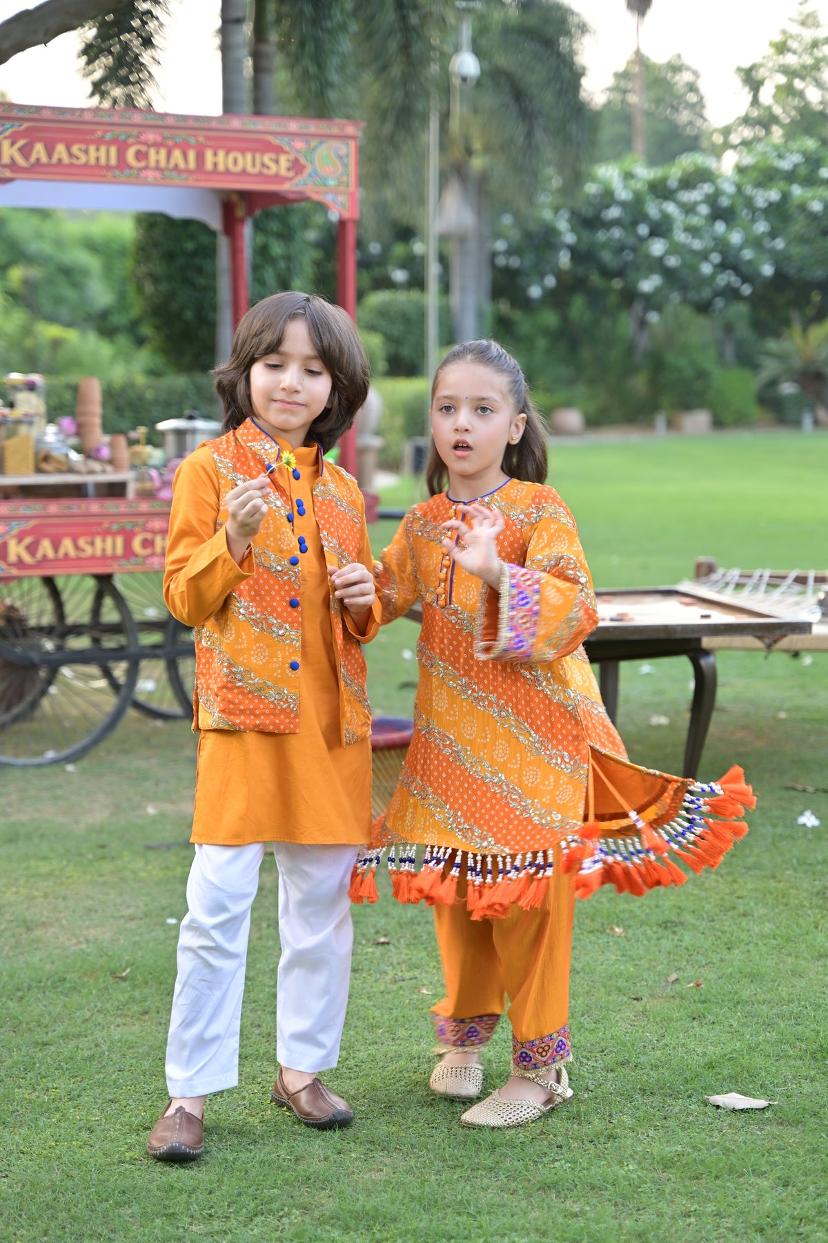 Kesar Chai Kurta Set for Girl
