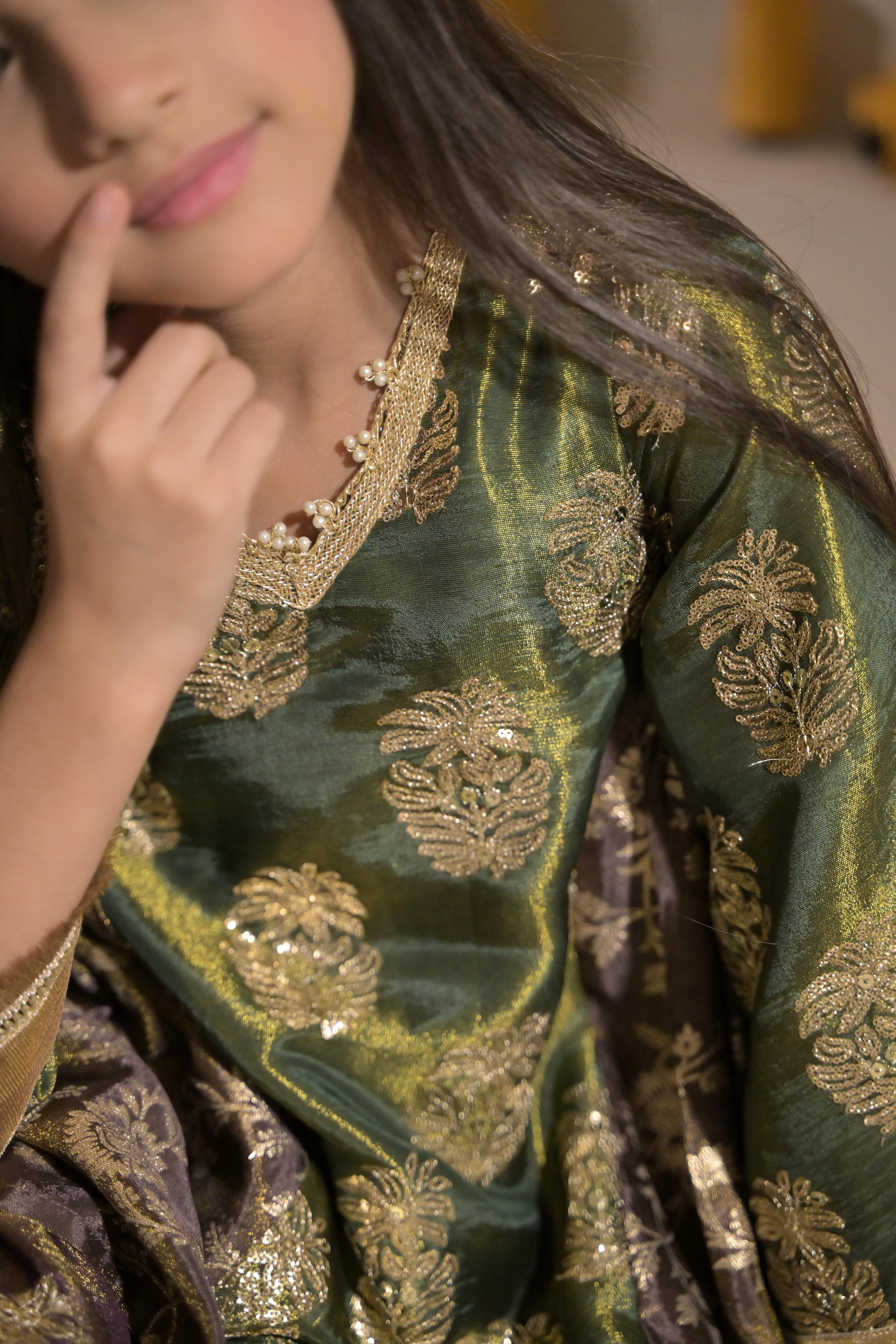 Sunheri Shaam Kurta Set For Girl
