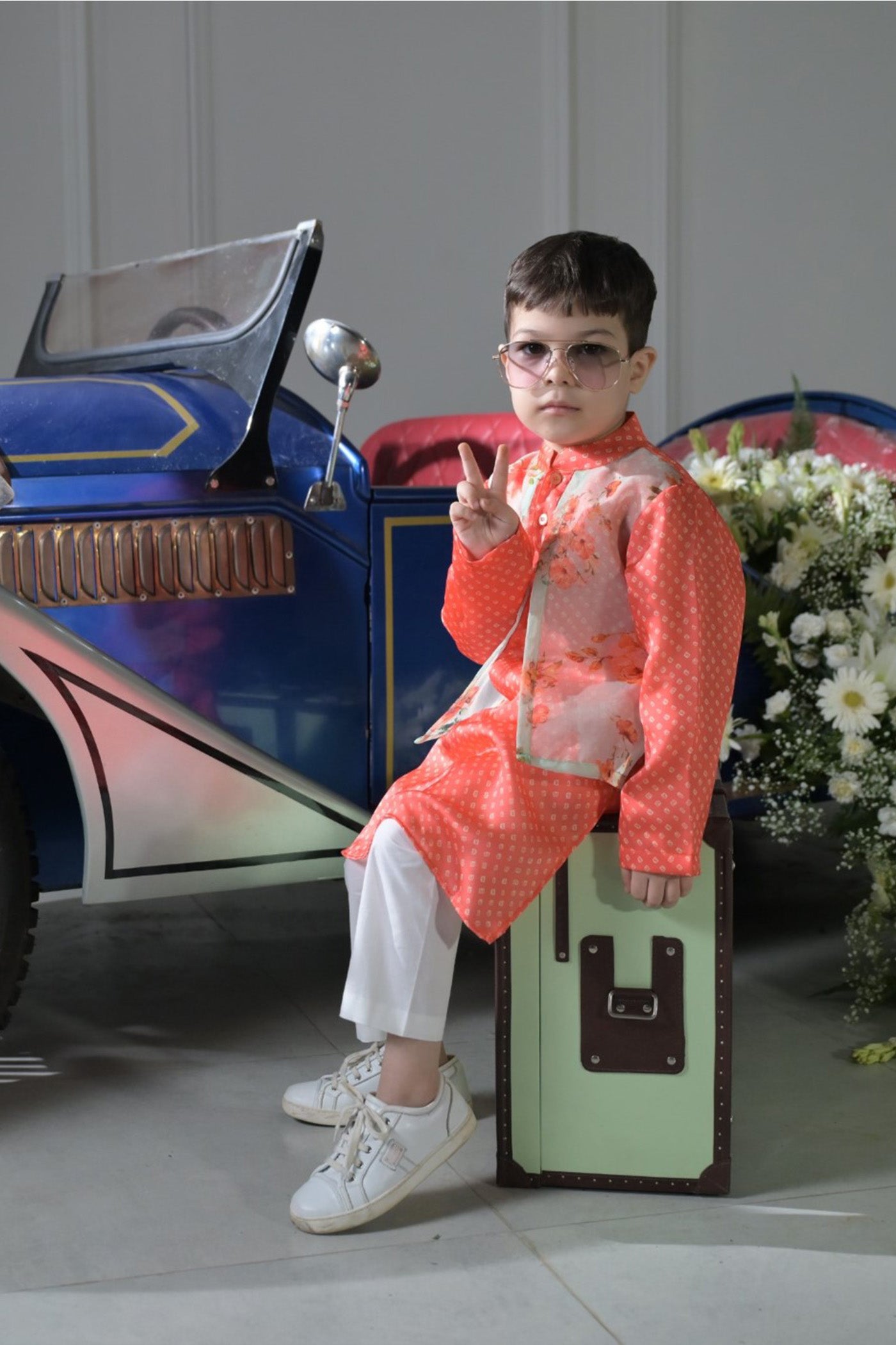 Orange and Mint Organza- Boys