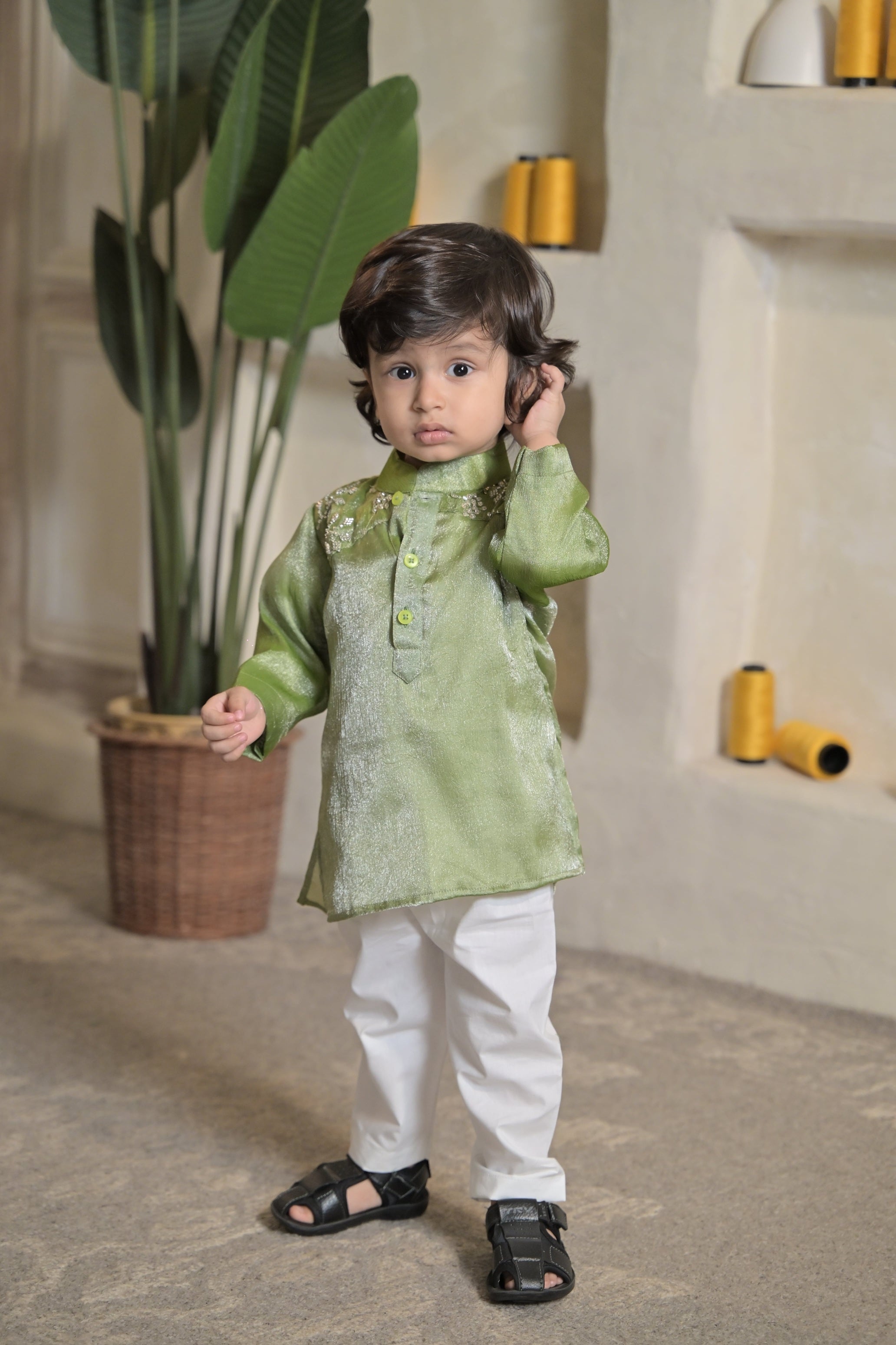 Sweet Sage Kurta Set For Boy
