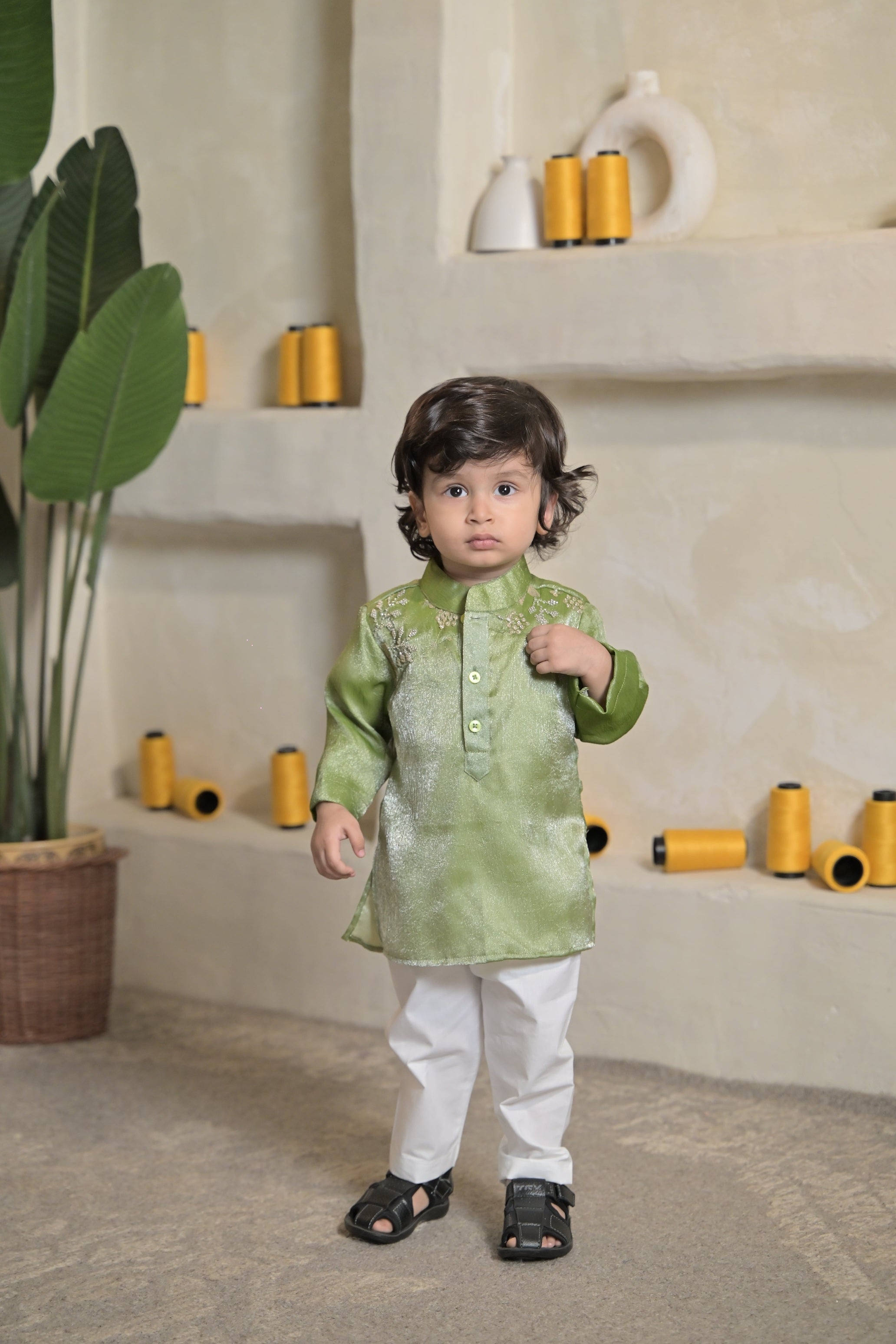 Sweet Sage Kurta Set For Boy