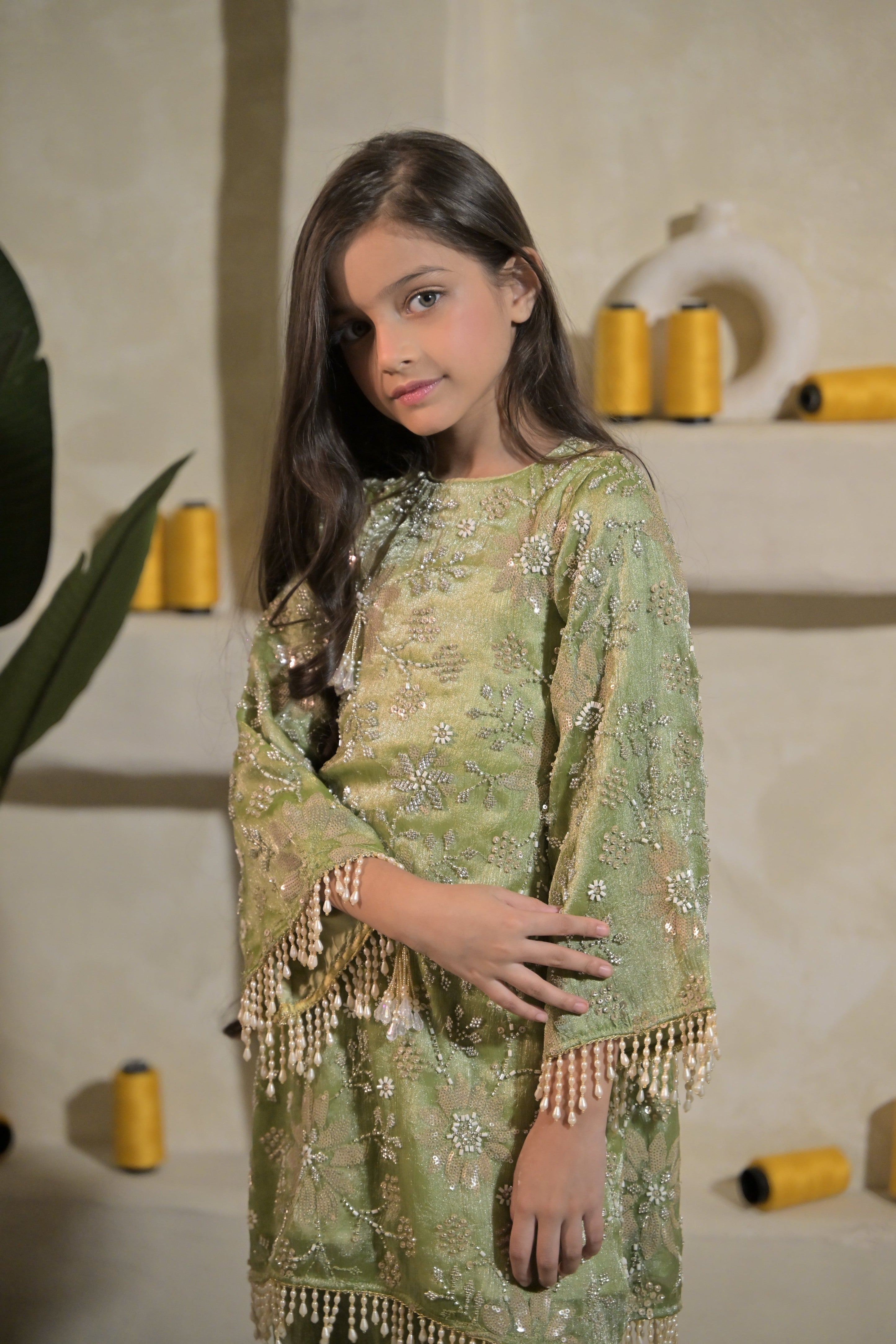 Sweet Sage Kurta Set For Girl