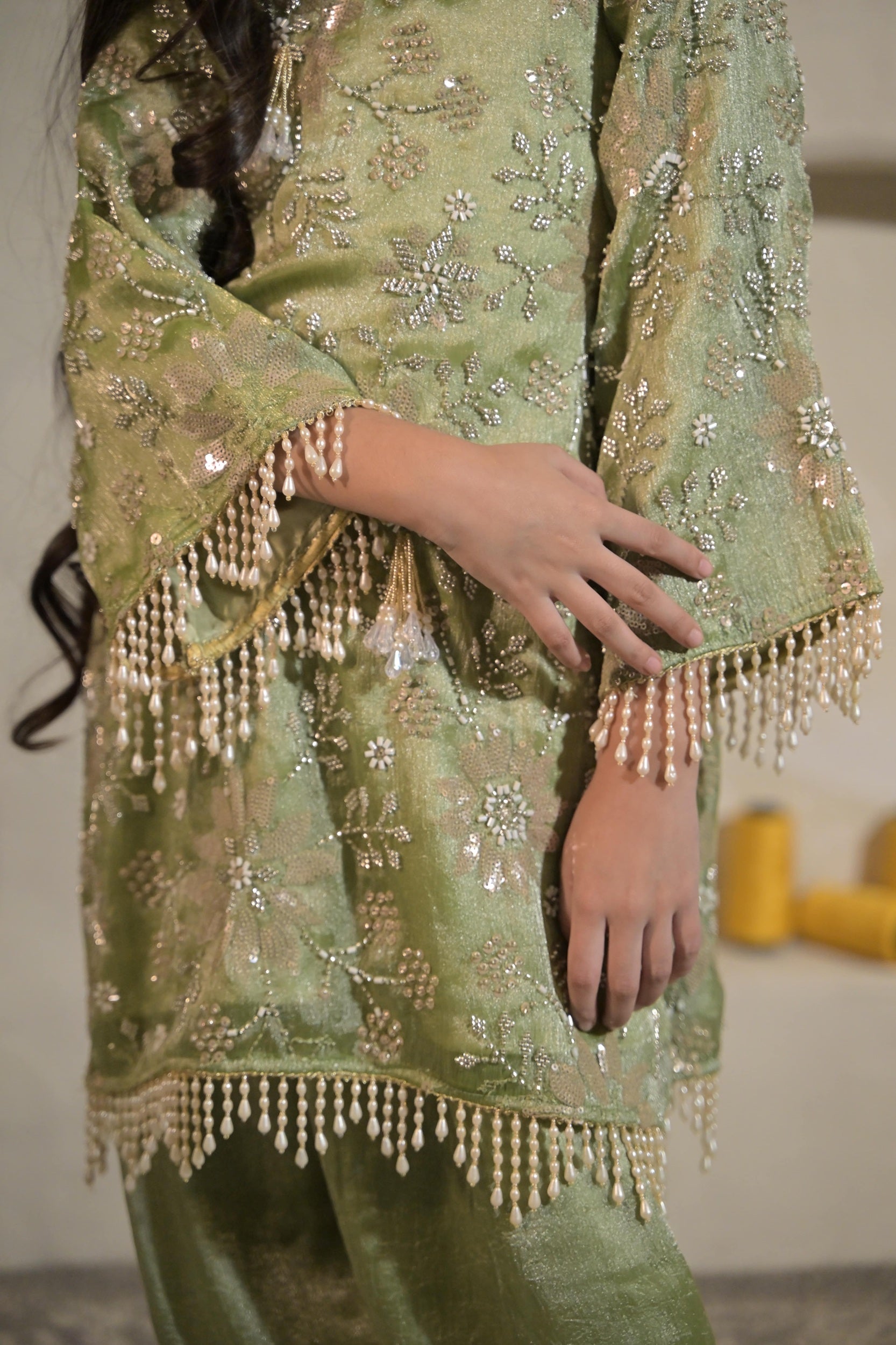 Sweet Sage Kurta Set For Girl