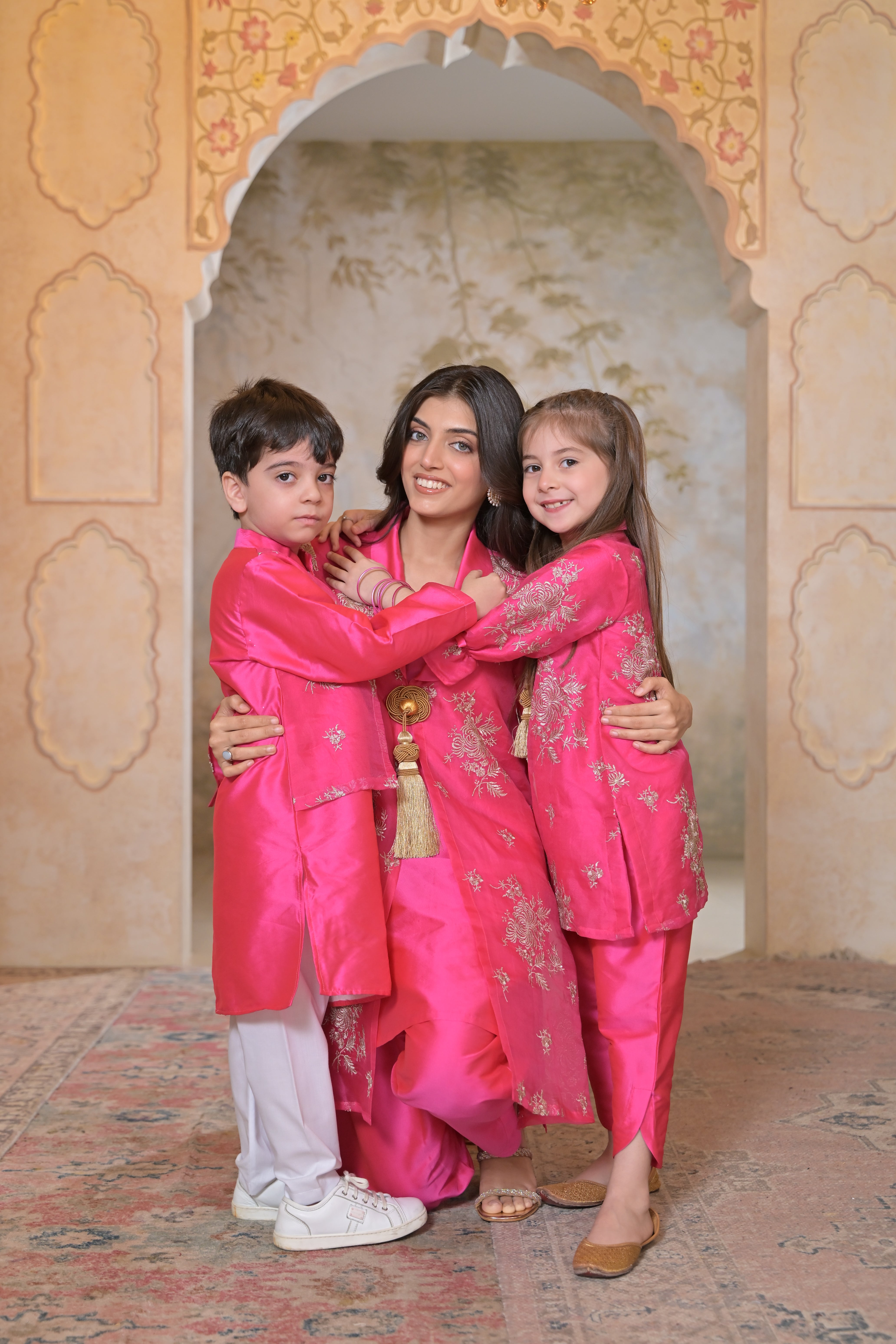 Rani Pink Kurta Set For Boy