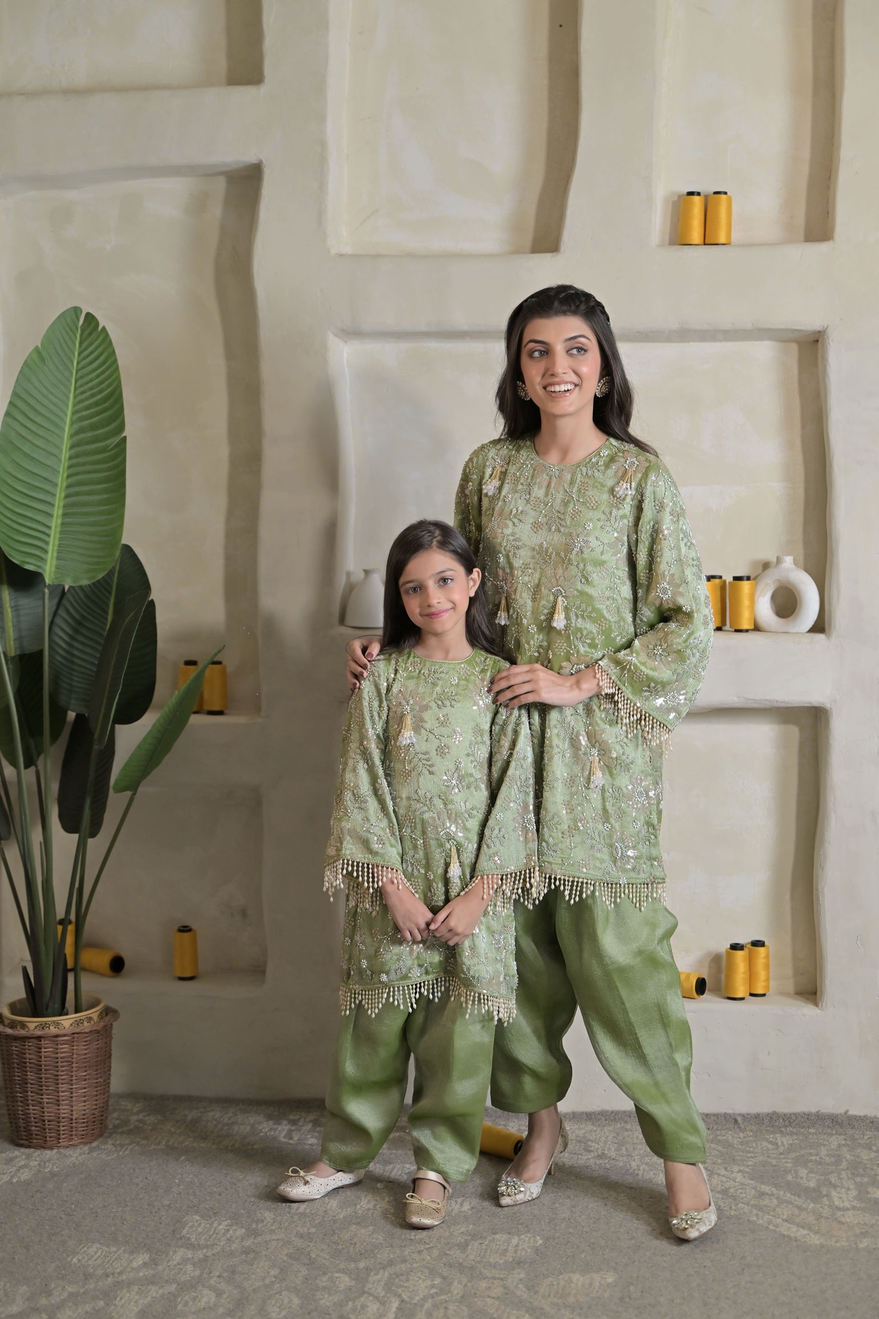 Sweet Sage Kurta Set For Girl