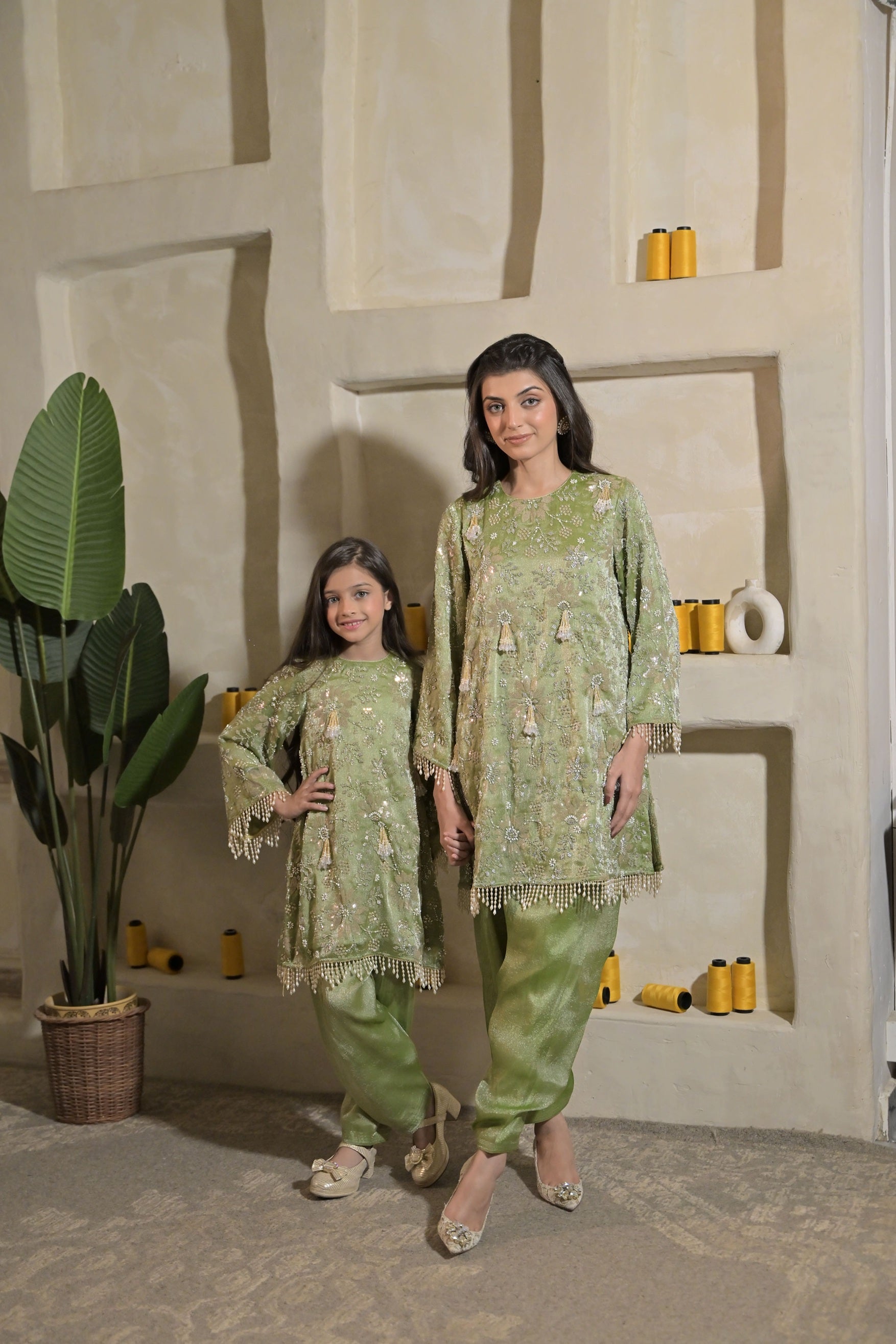Sweet Sage Kurta Set For Girl