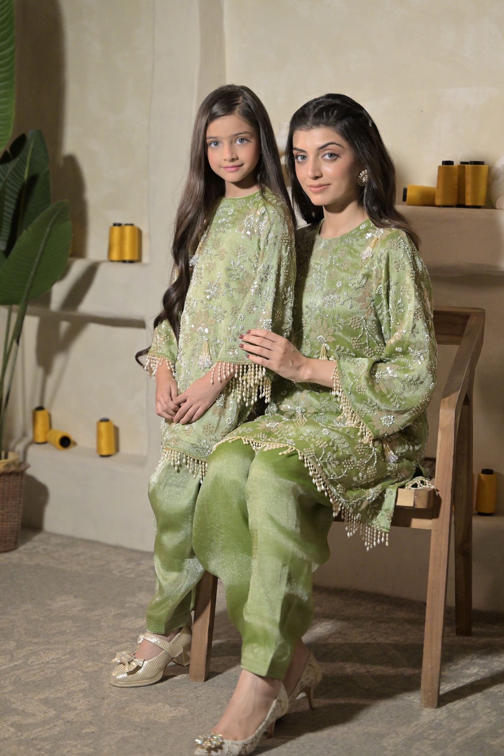 Sweet Sage Kurta Set For Girl