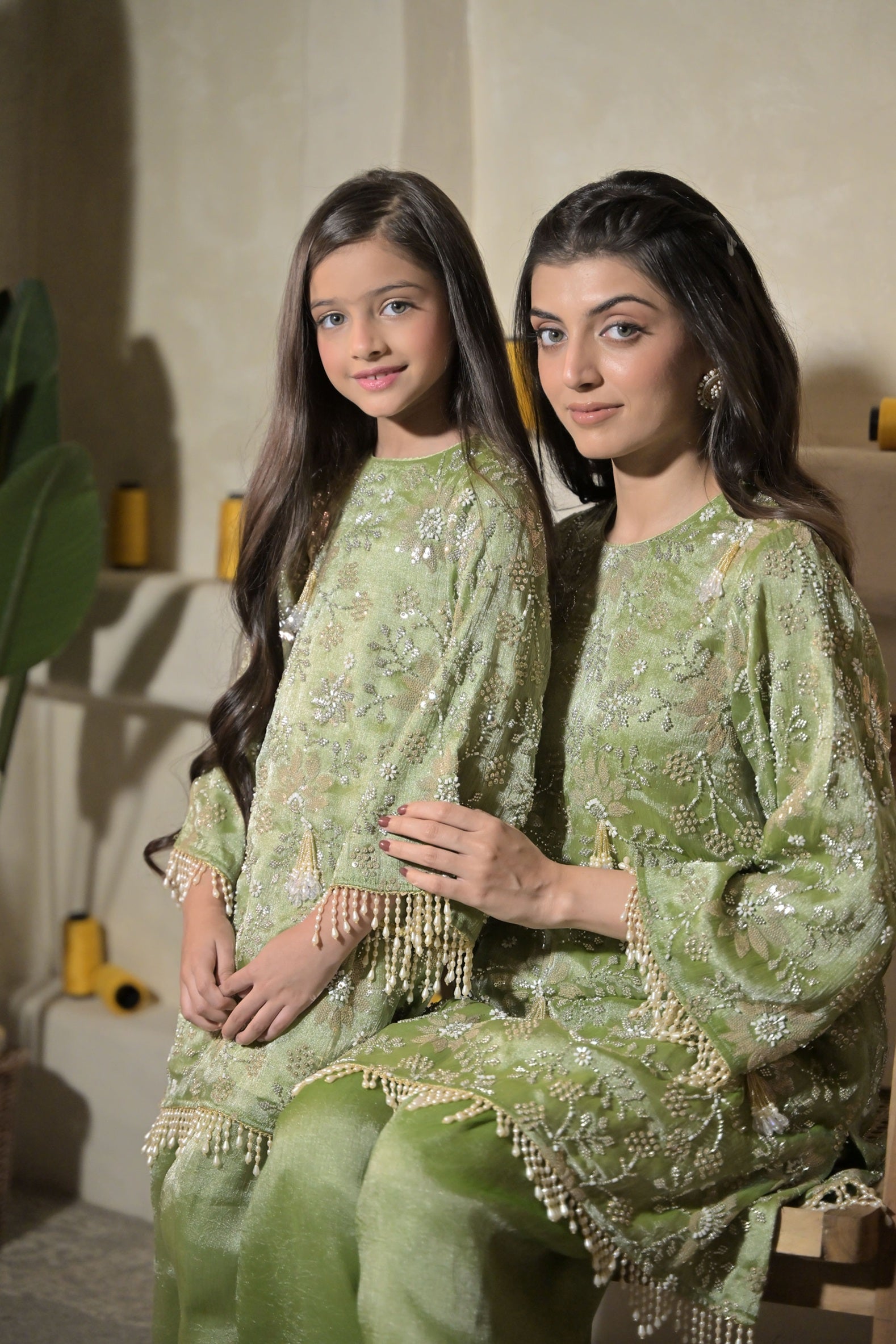 Sweet Sage Kurta Set For Girl