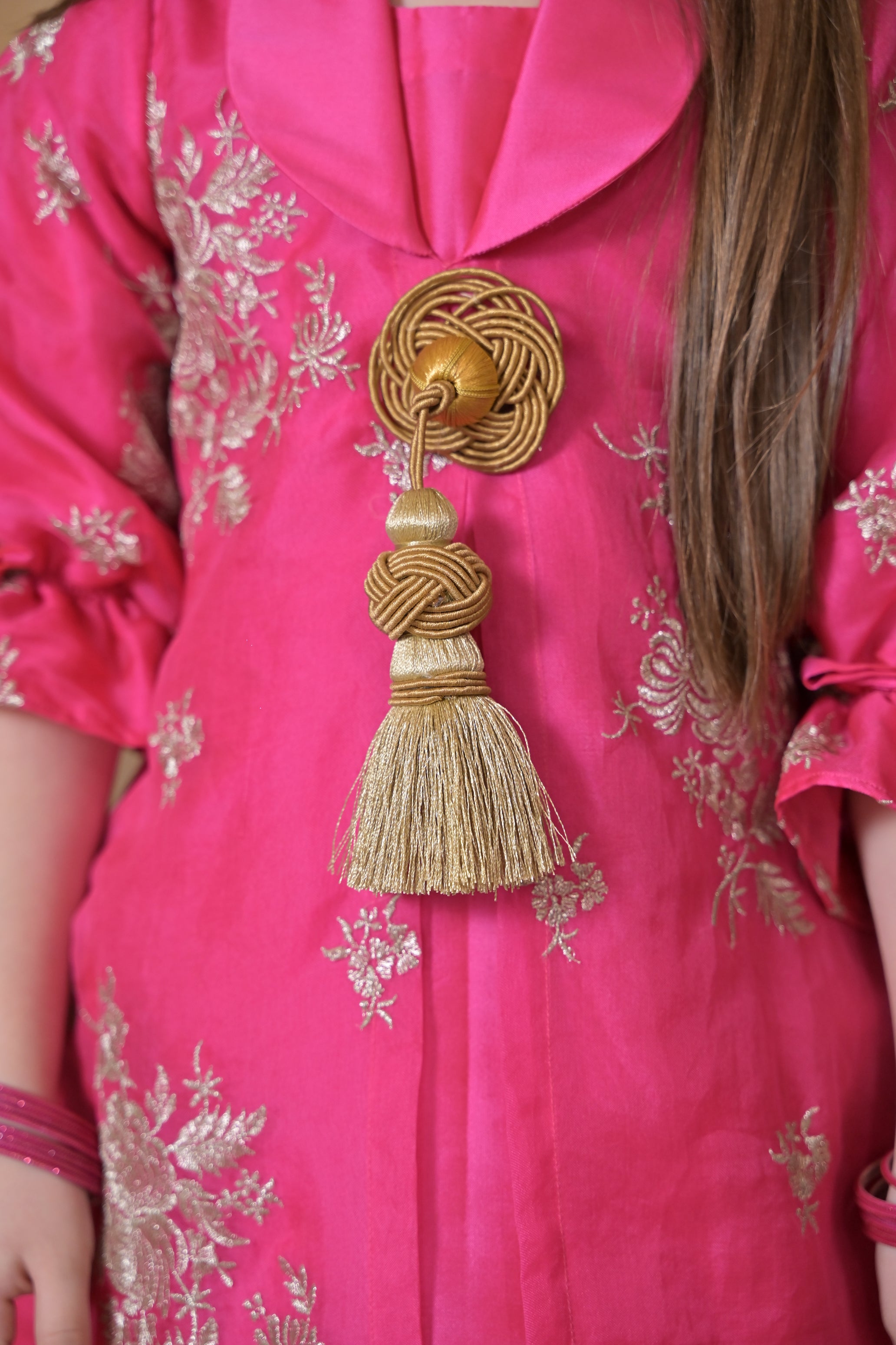 Rani Pink Kurta Set For Girl