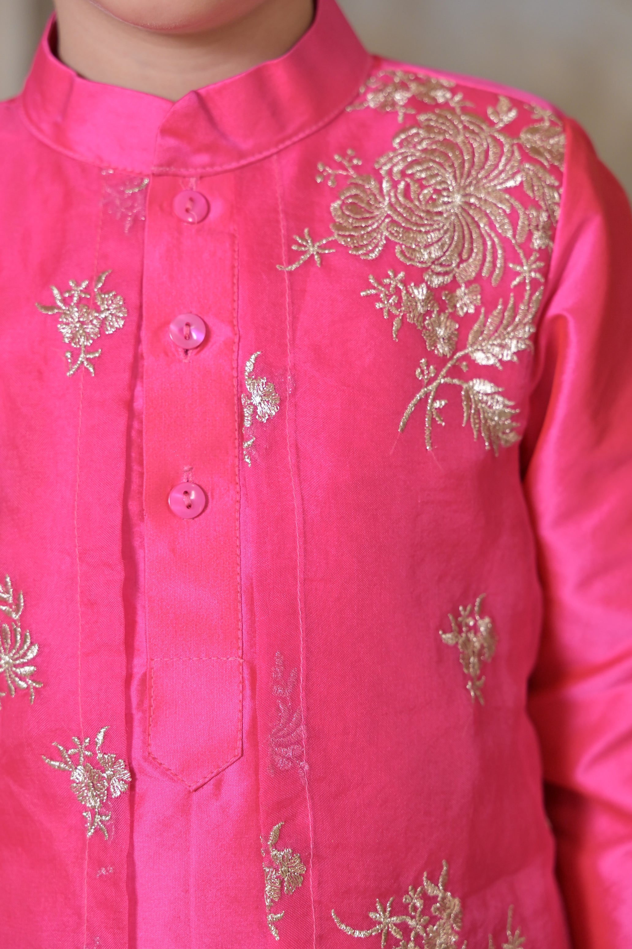 Rani Pink Kurta Set For Boy