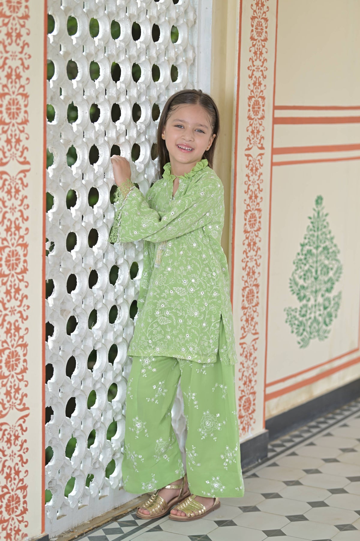 Green Grace Kurta Set for Girl
