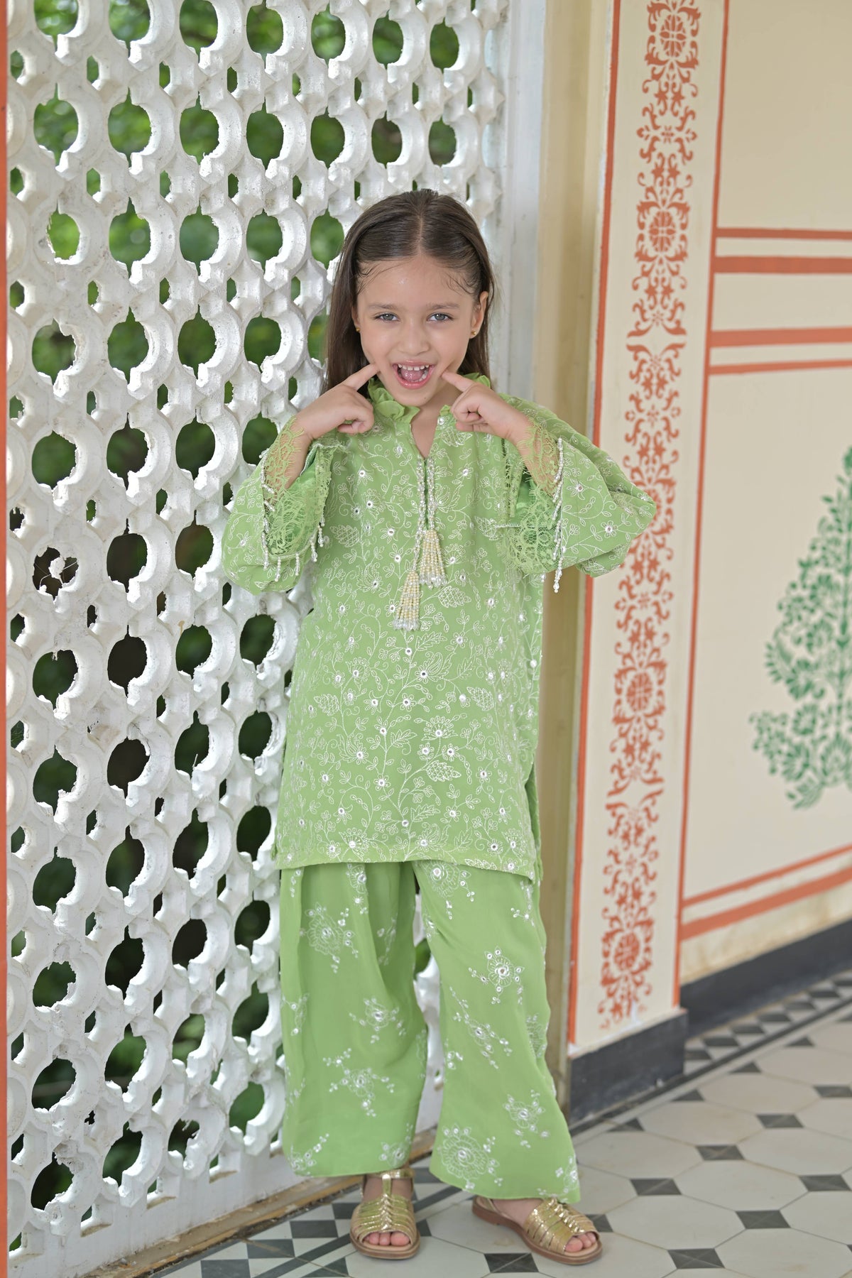 Green Grace Kurta Set for Girl