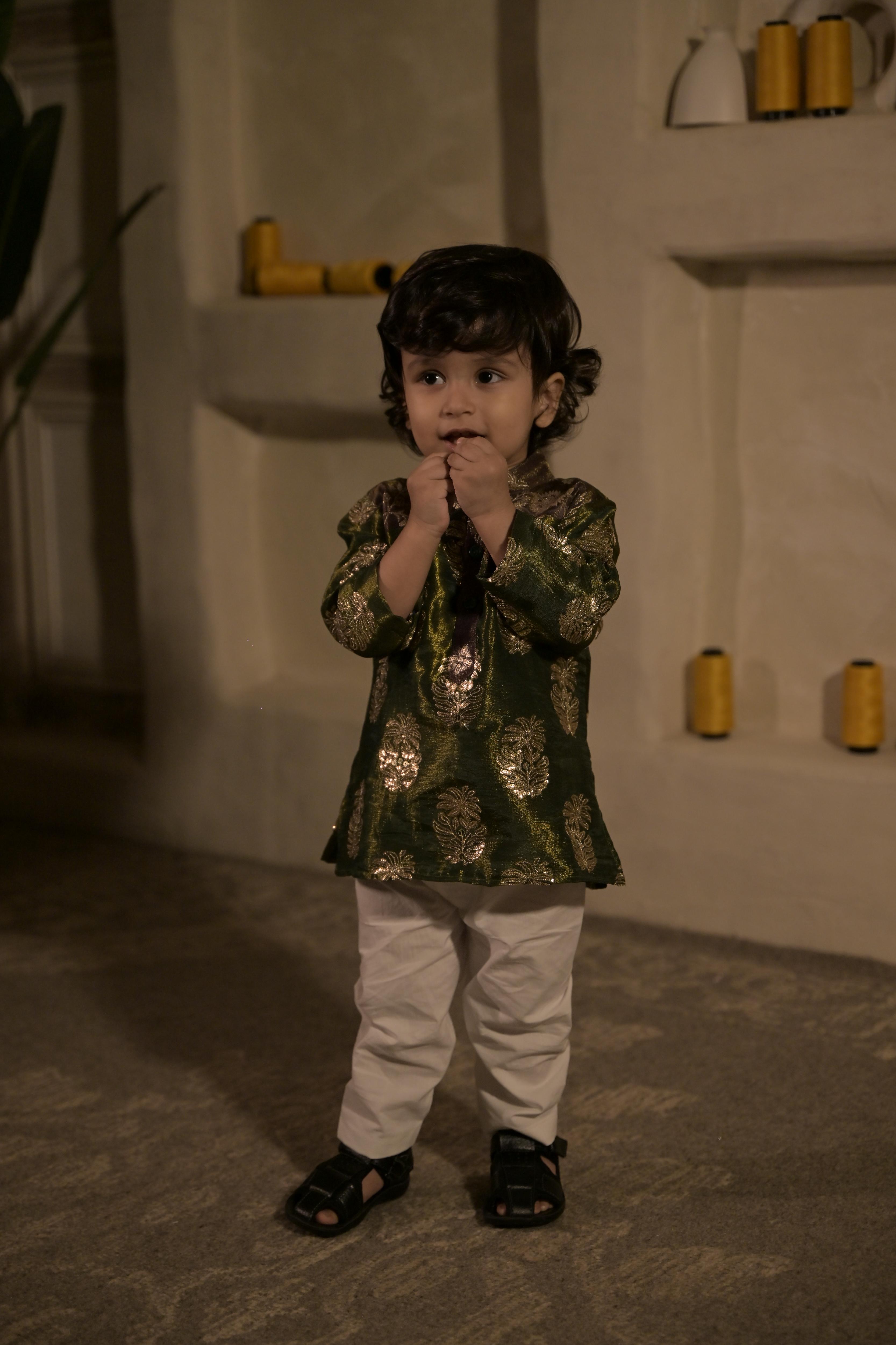 Sunheri Shaam Kurta Set For Boy