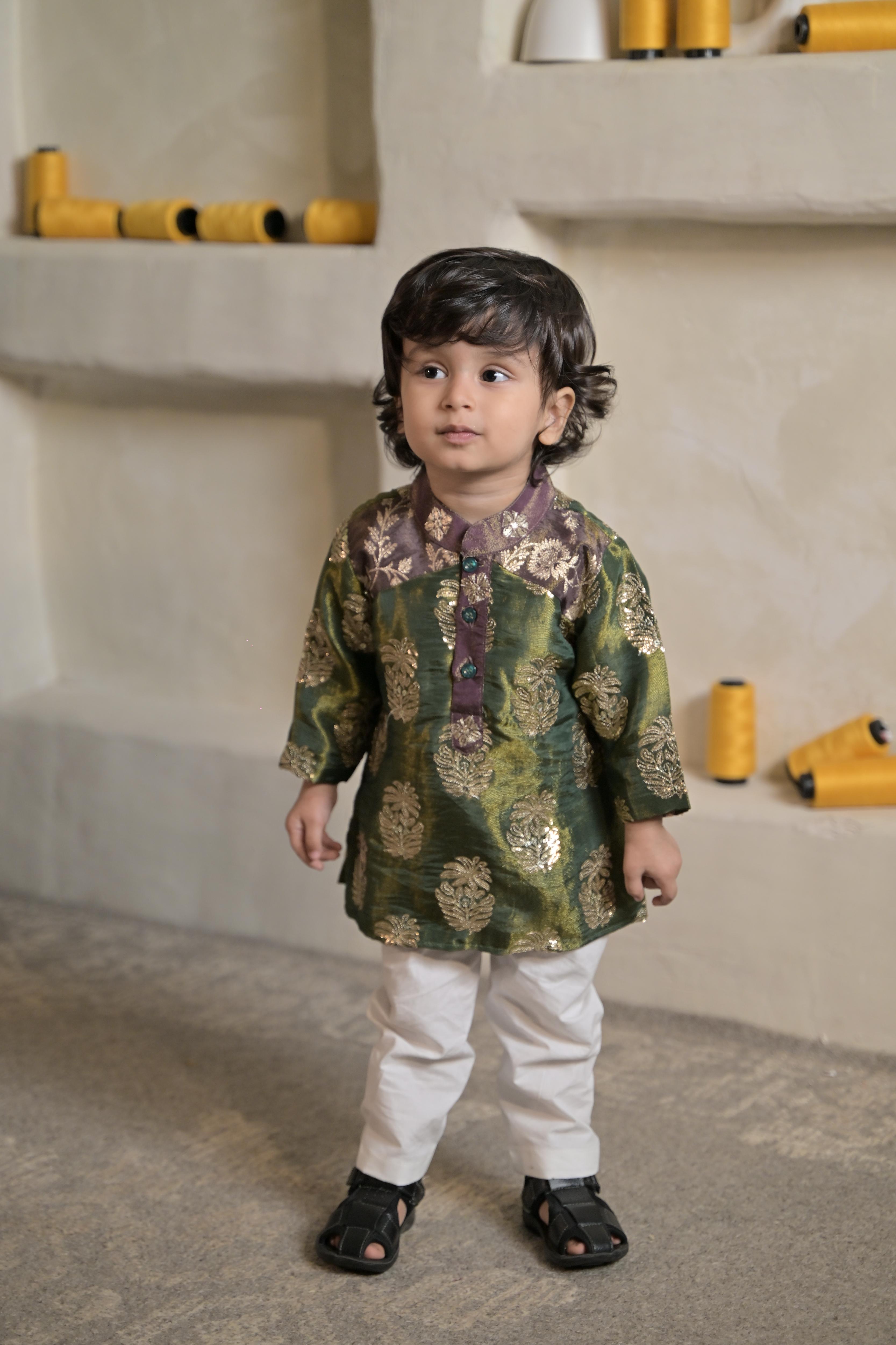 Sunheri Shaam Kurta Set For Boy