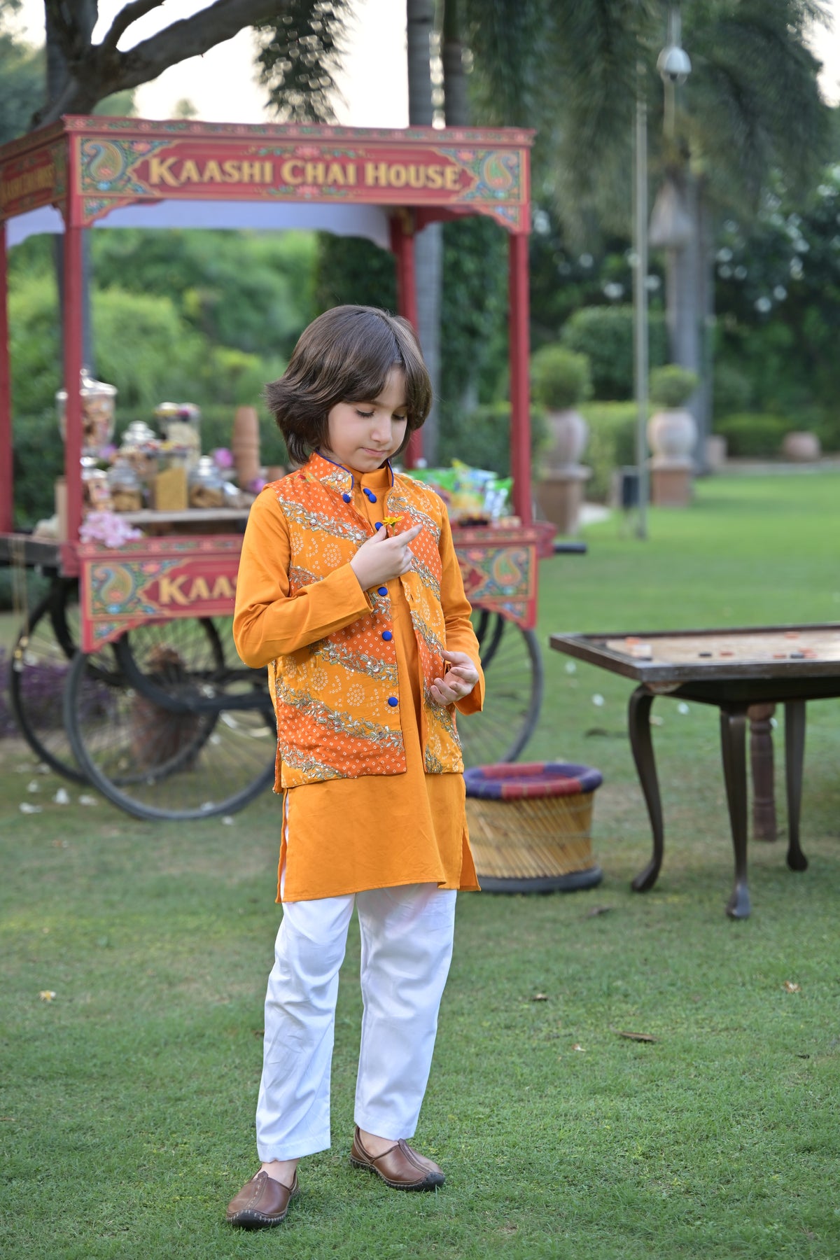 Kesar Chai Kurta Set for Boy