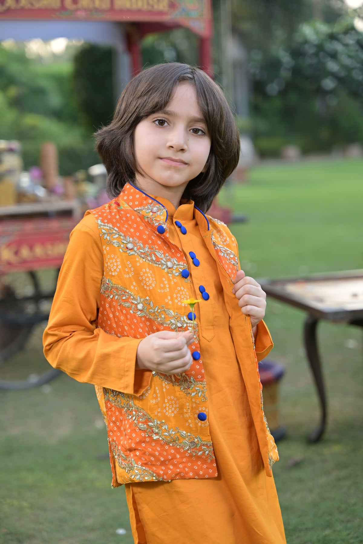 Kesar Chai Kurta Set for Boy