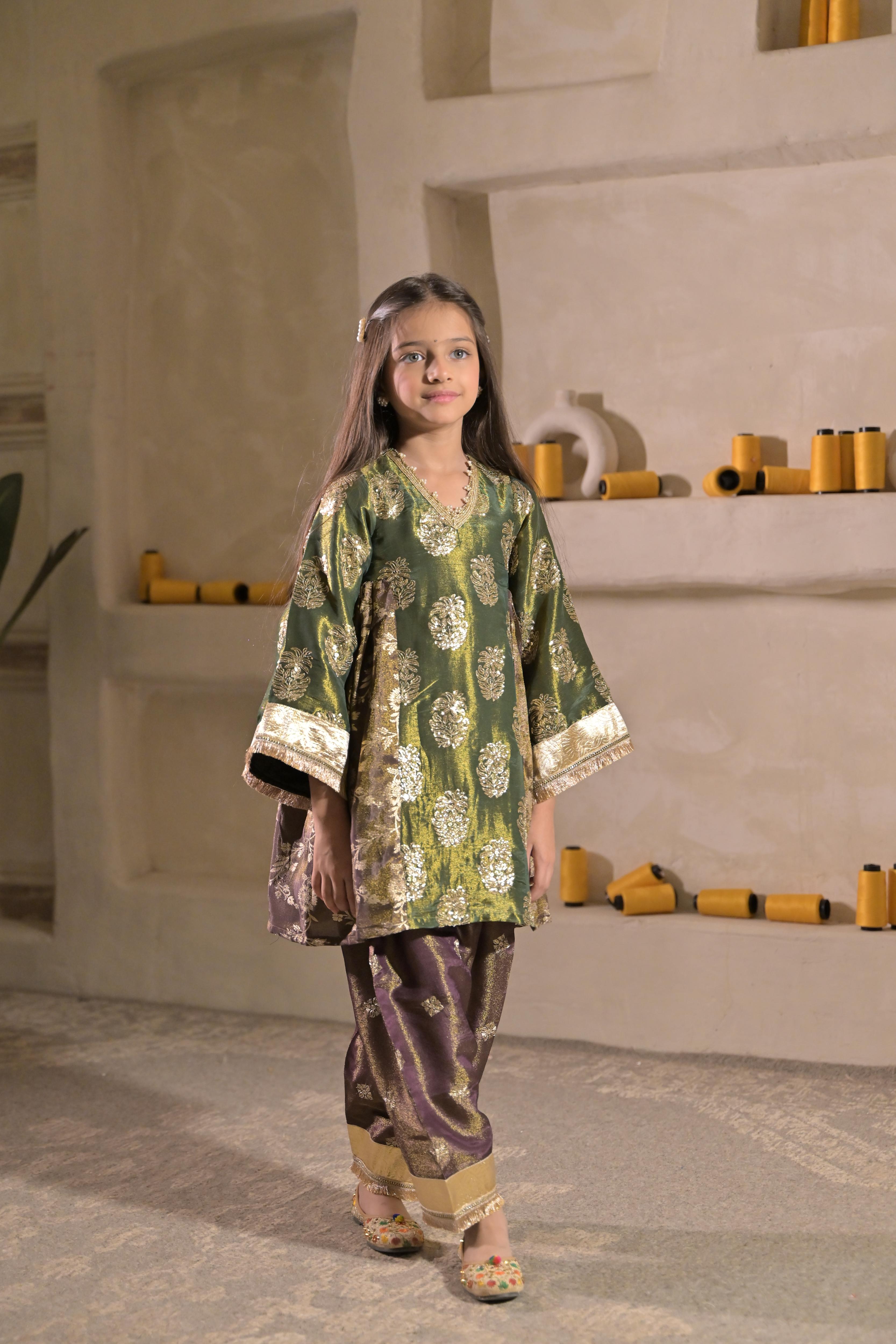 Sunheri Shaam Kurta Set For Girl