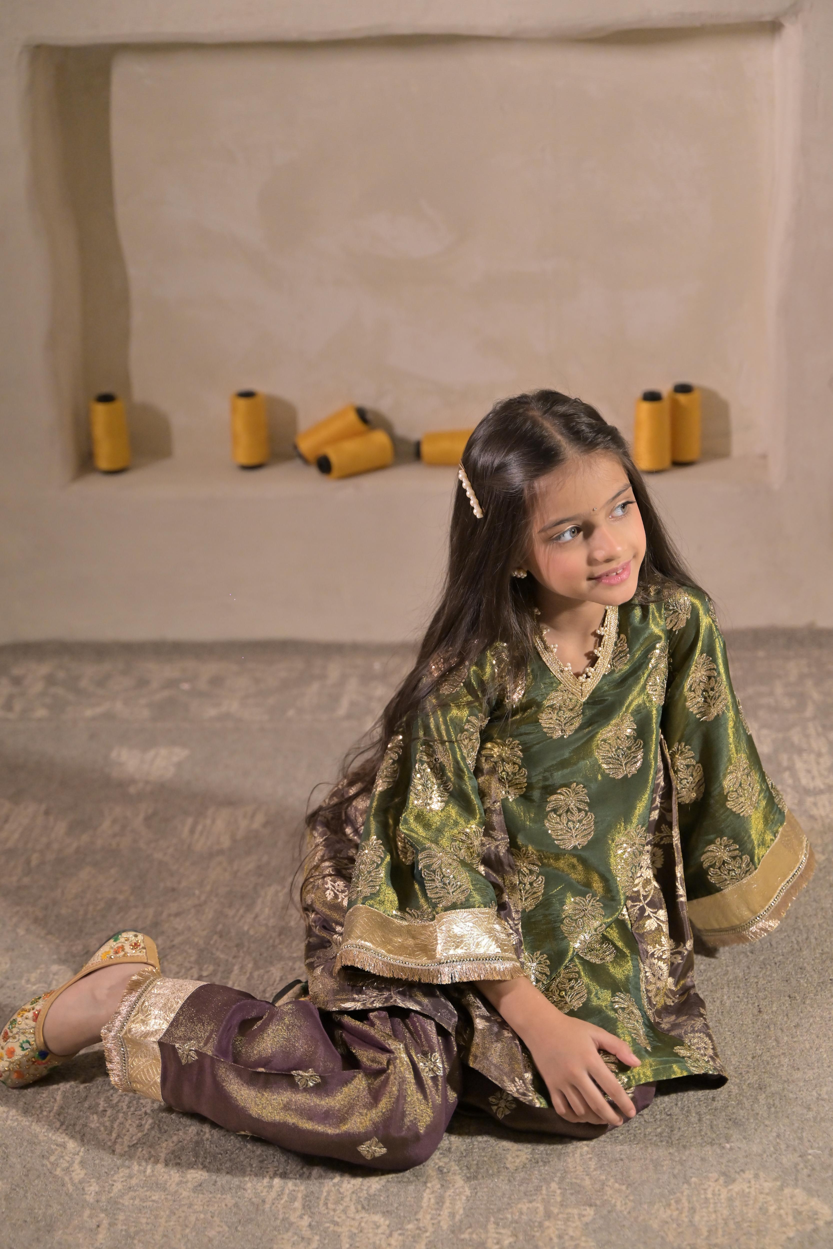 Sunheri Shaam Kurta Set For Girl