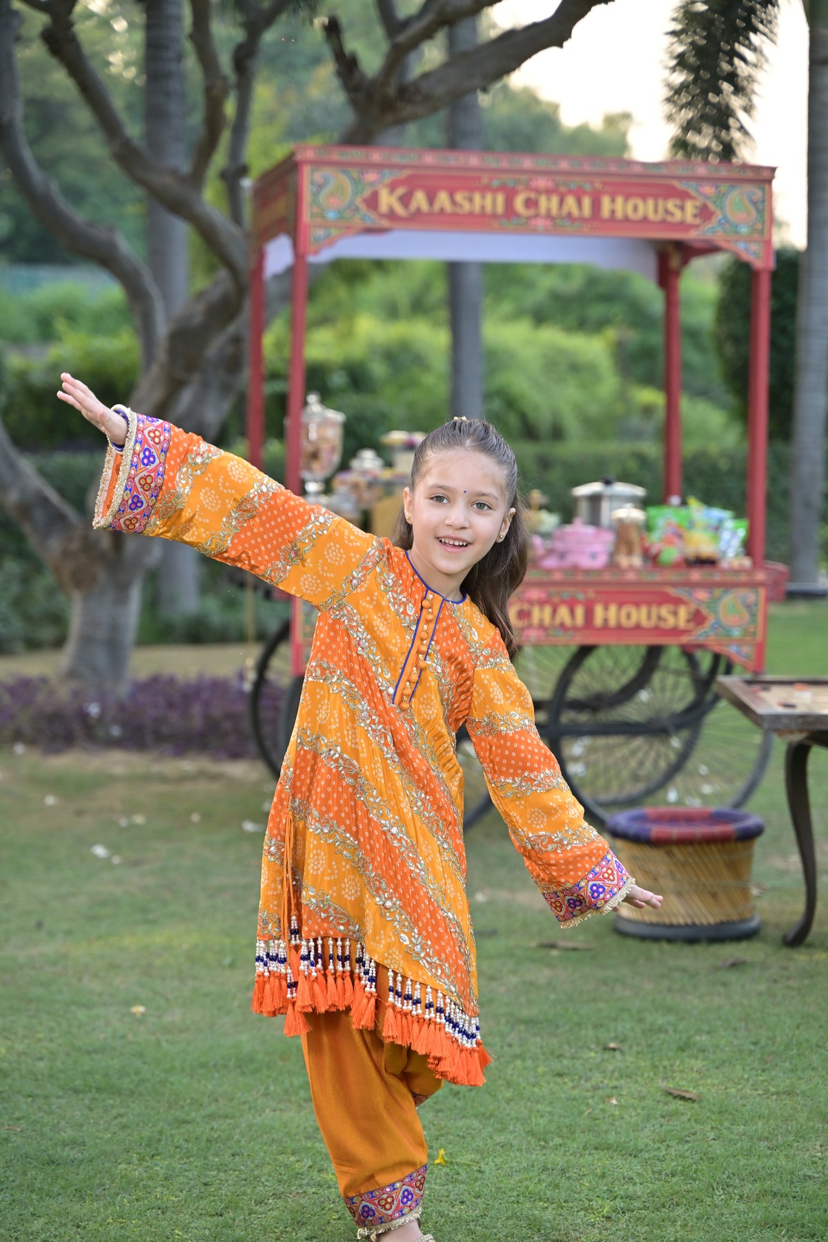 Kesar Chai Kurta Set for Girl