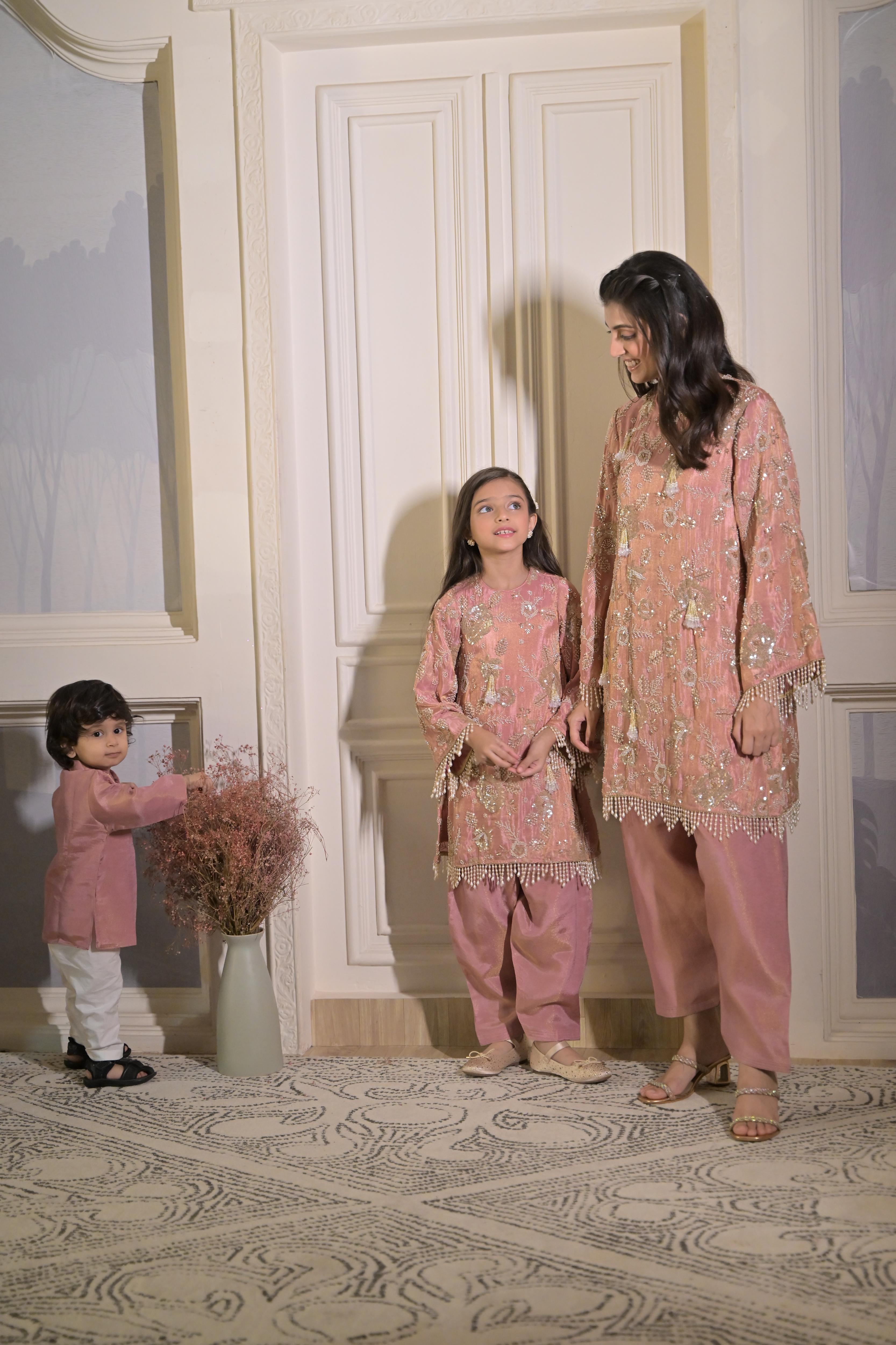 Sweet Old Rose Kurta Set For Boy