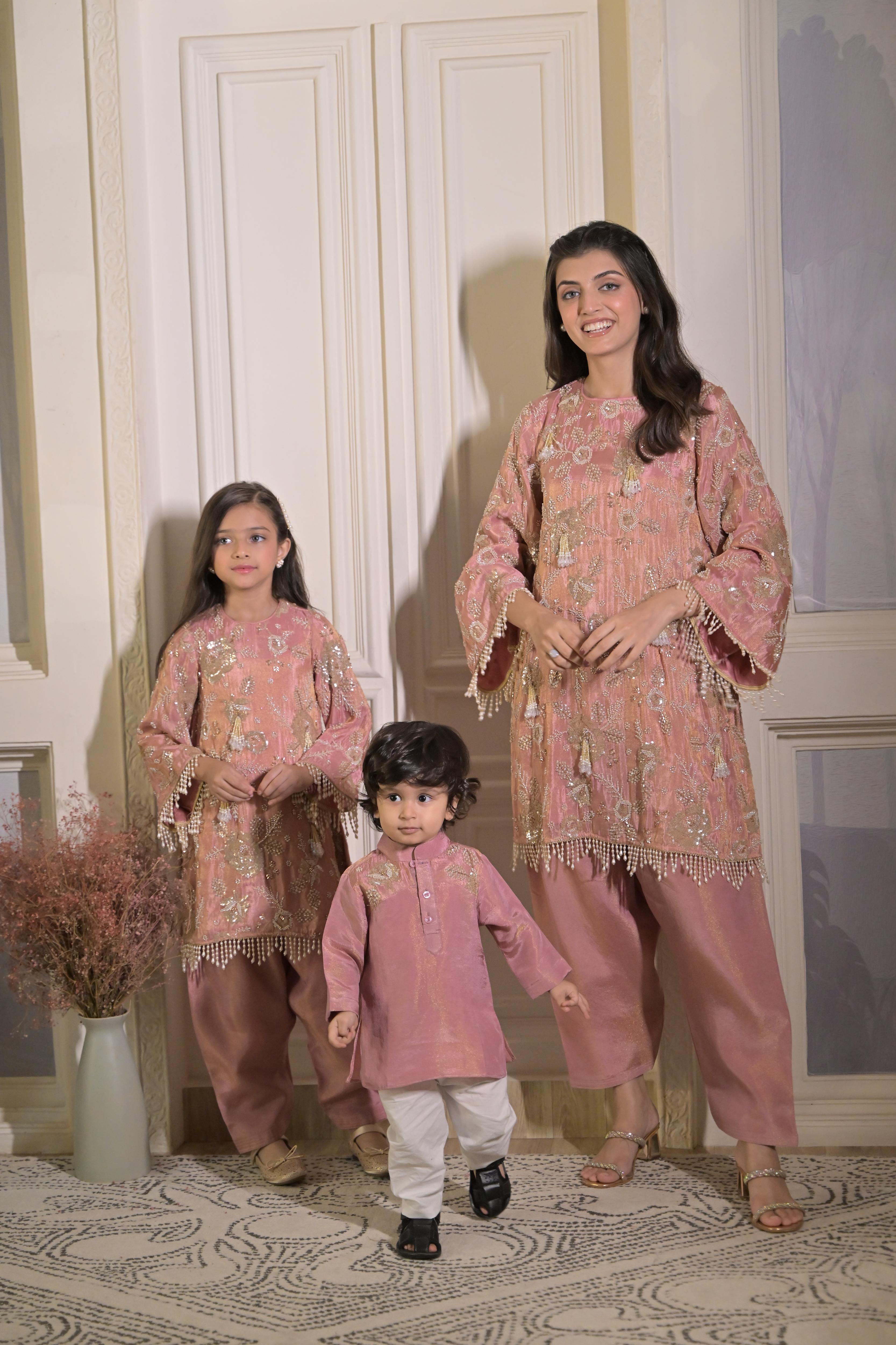 Sweet Old Rose Kurta Set For Boy