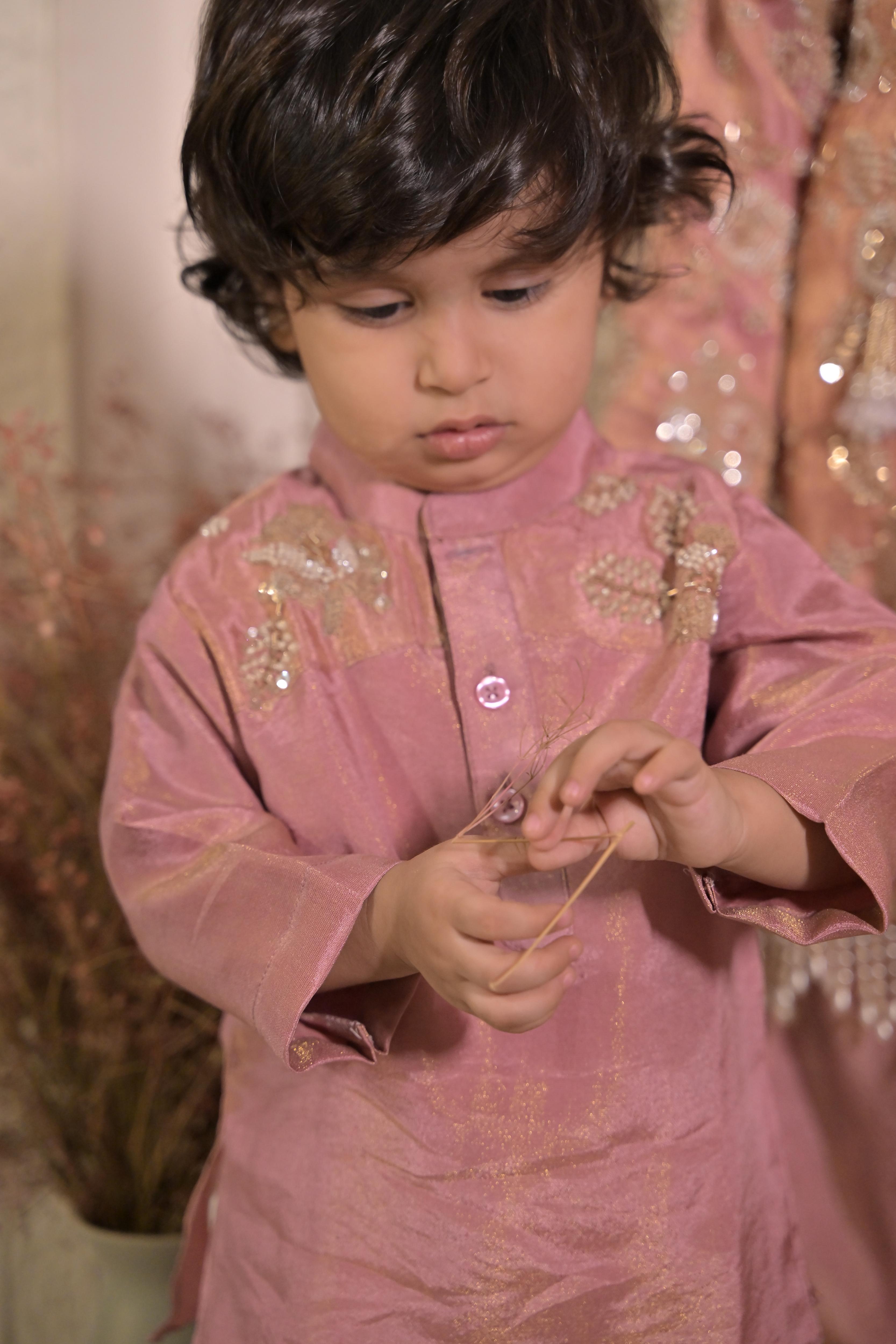 Sweet Old Rose Kurta Set For Boy