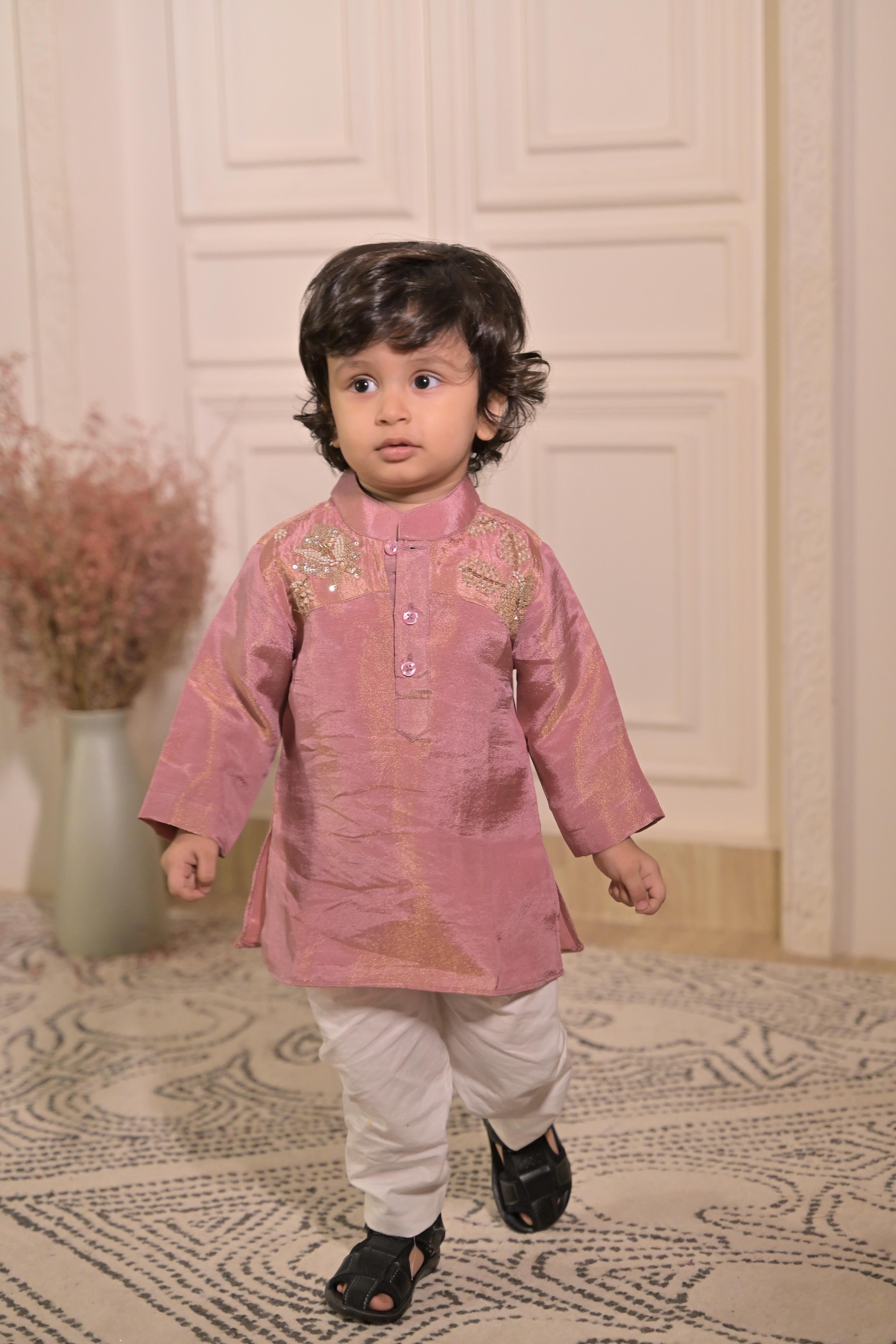 Sweet Old Rose Kurta Set For Boy