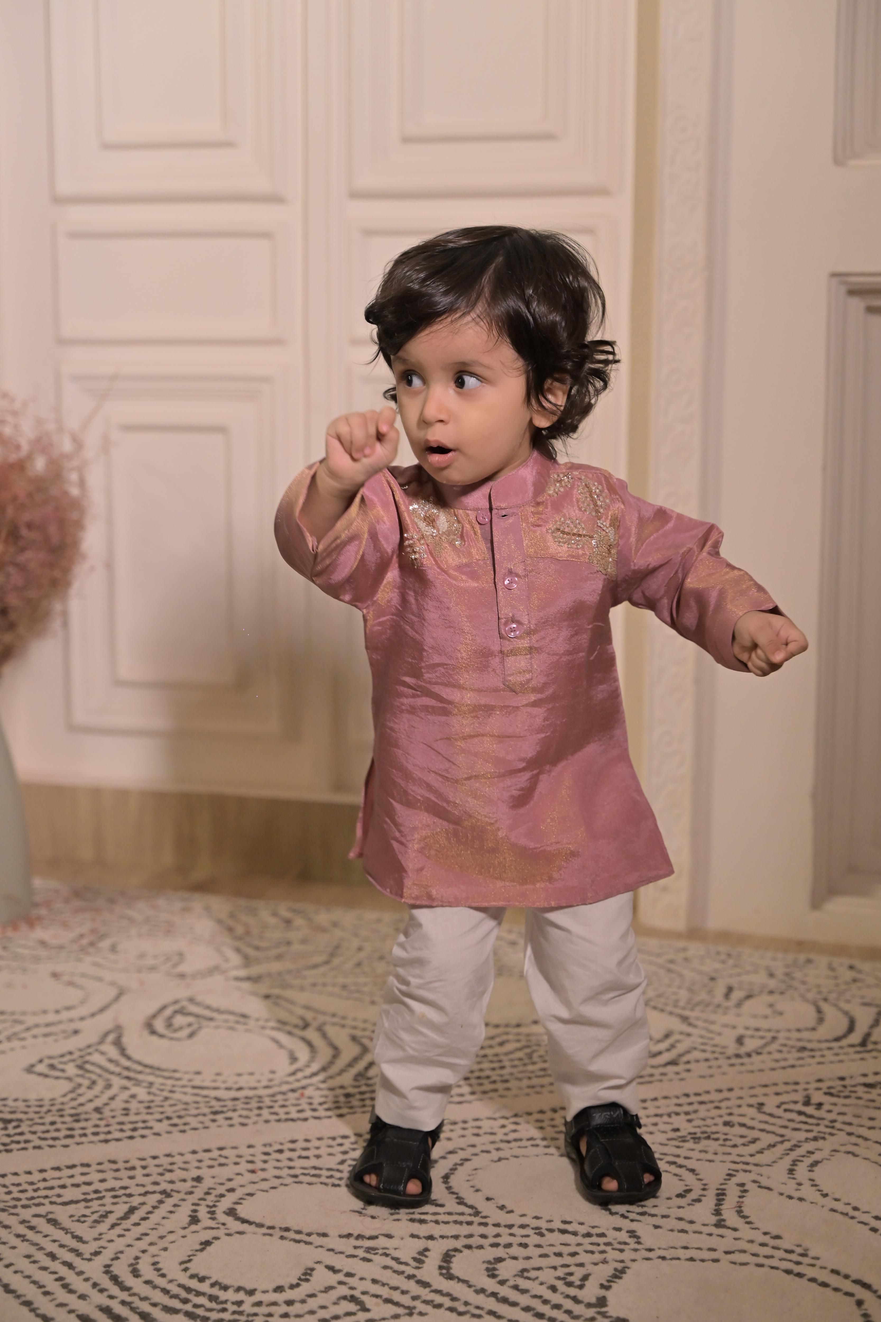 Sweet Old Rose Kurta Set For Boy