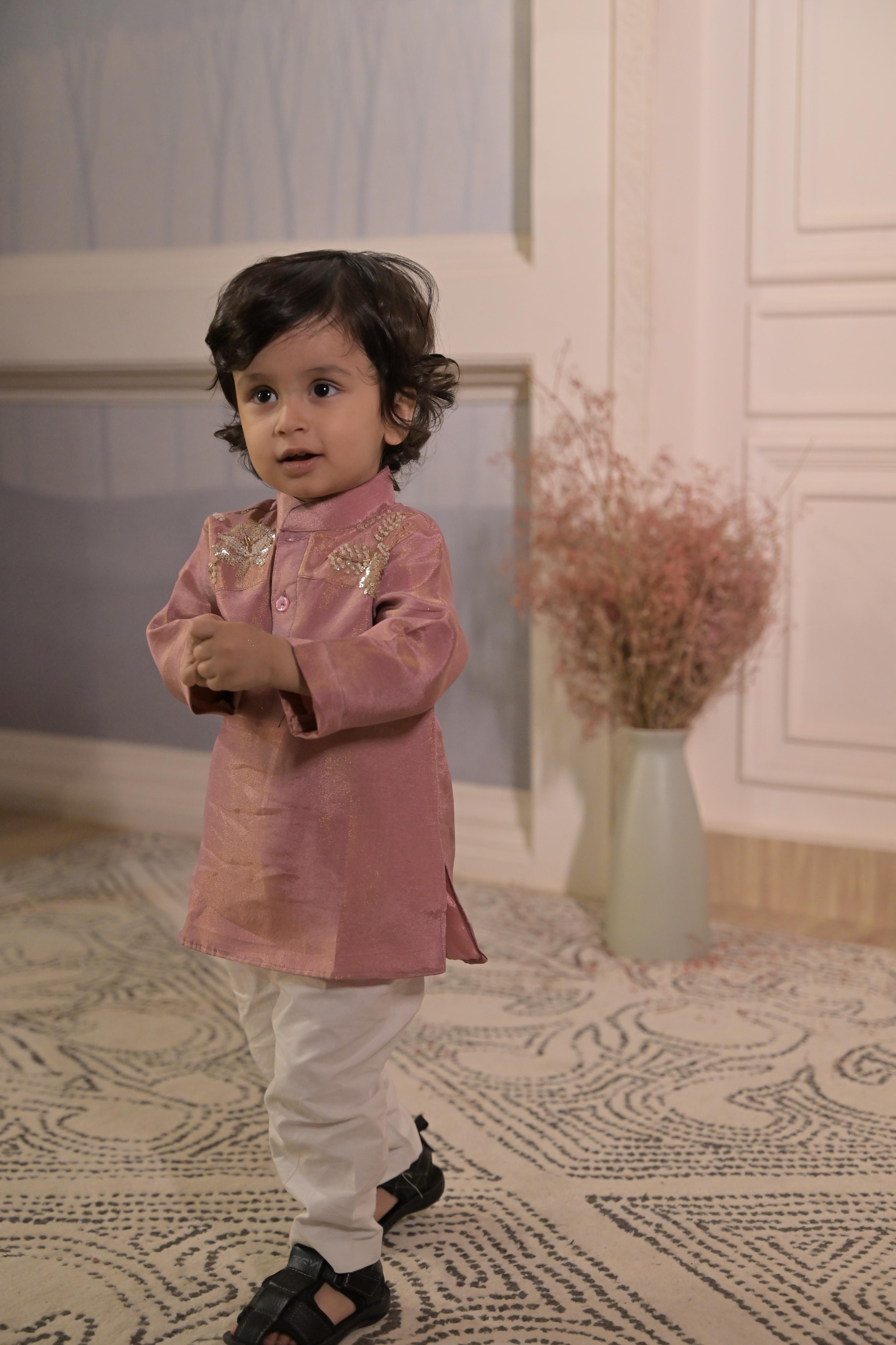 Sweet Old Rose Kurta Set For Boy