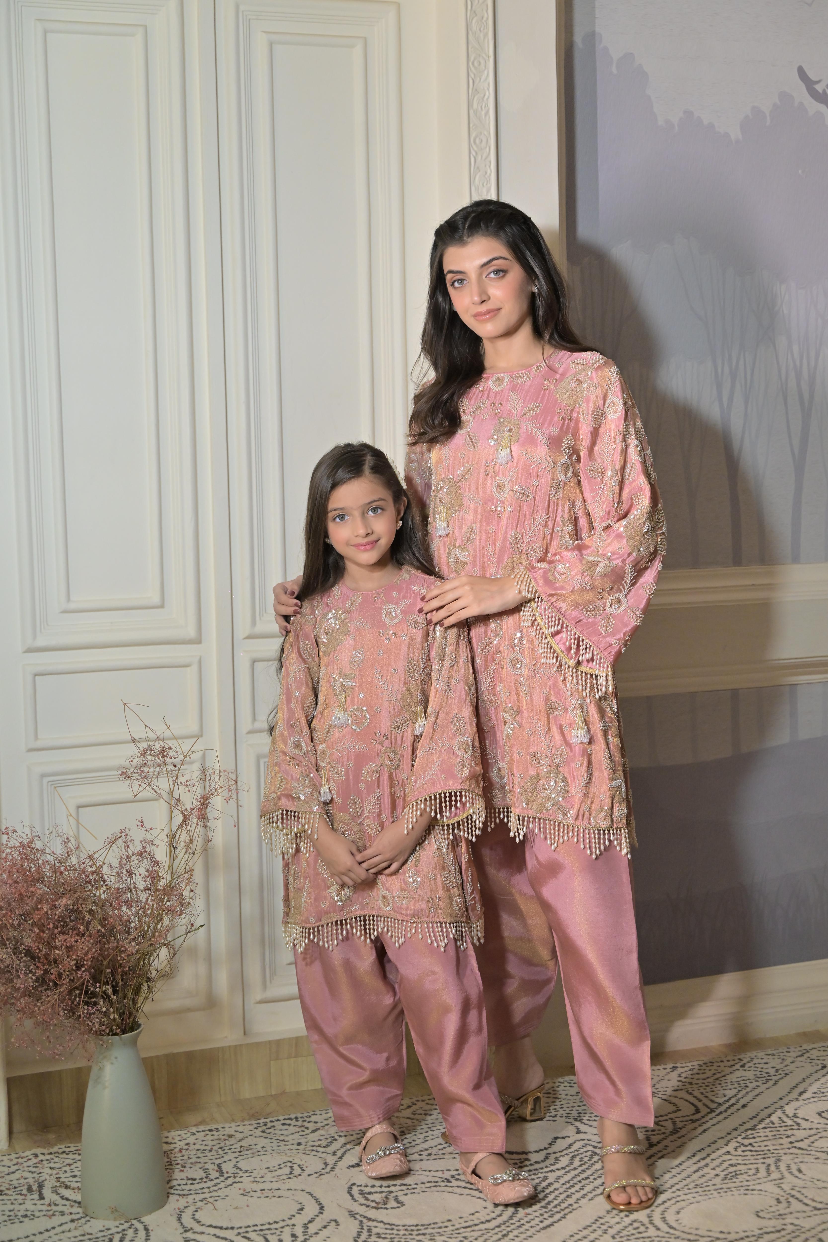 Sweet Old Rose Kurta Set For Girl
