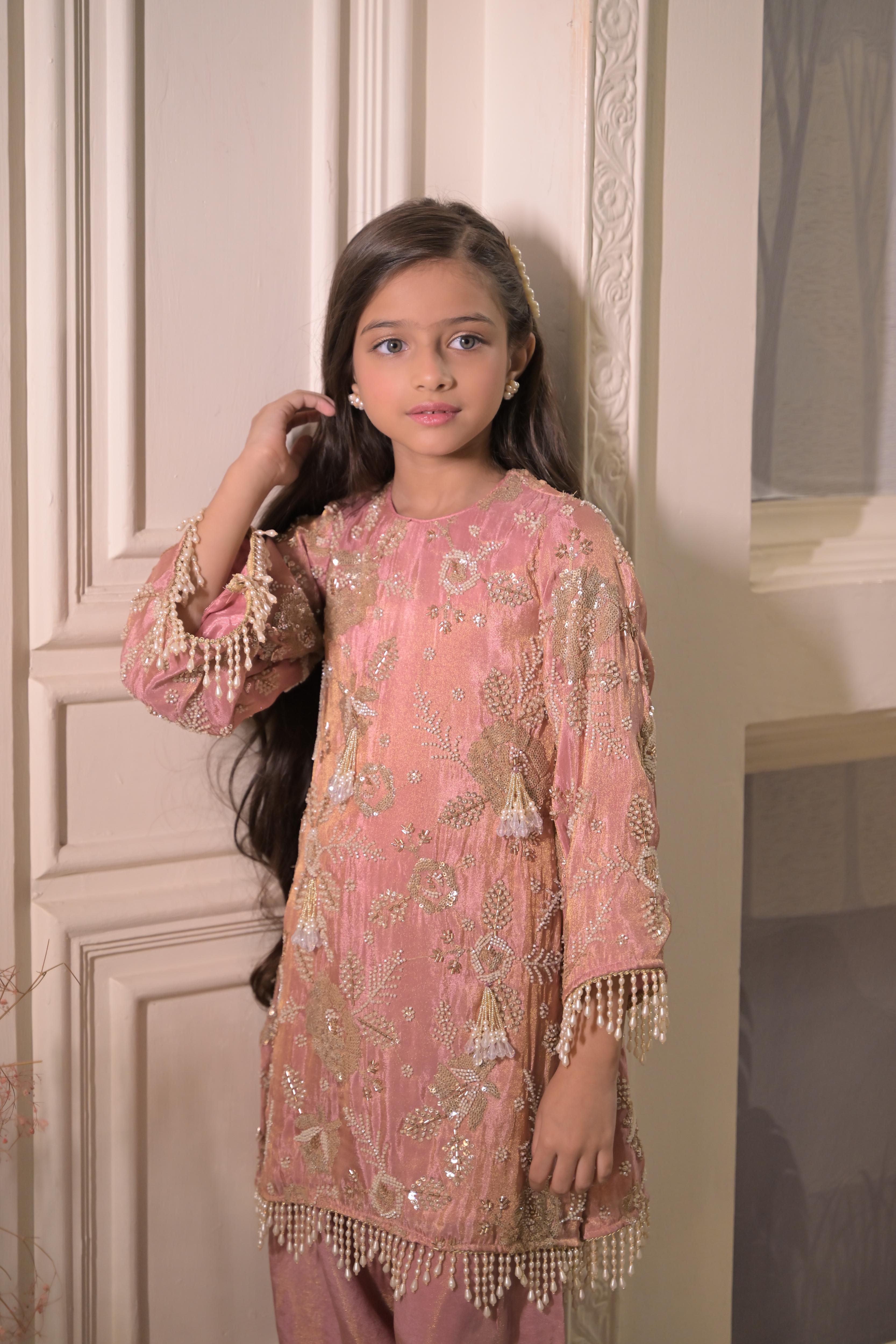 Sweet Old Rose Kurta Set For Girl